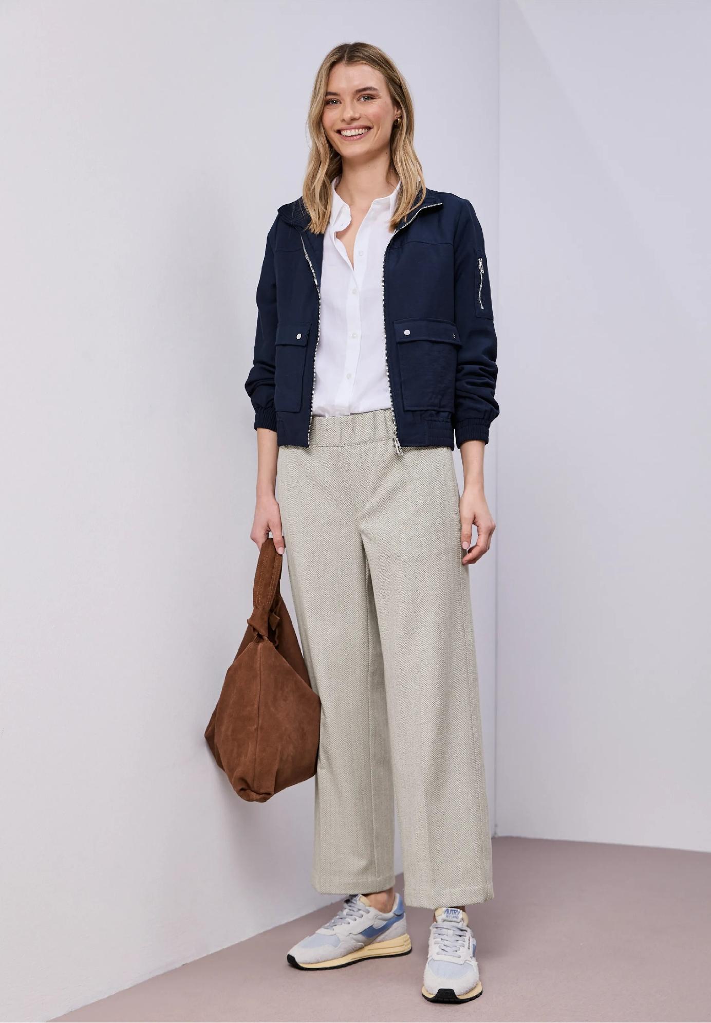 Street One nohavice s vysokým pásom a širokými nohavicami s gombíkmi