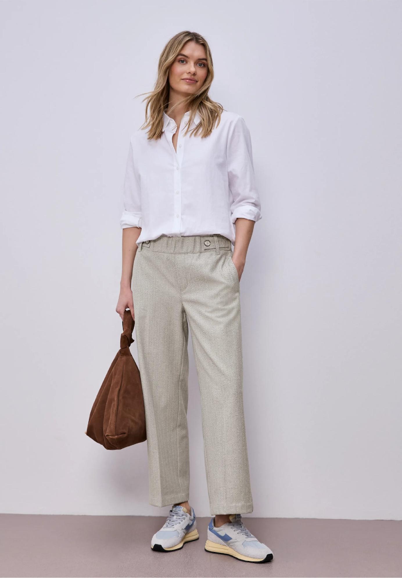 Street One nohavice s vysokým pásom a širokými nohavicami s gombíkmi