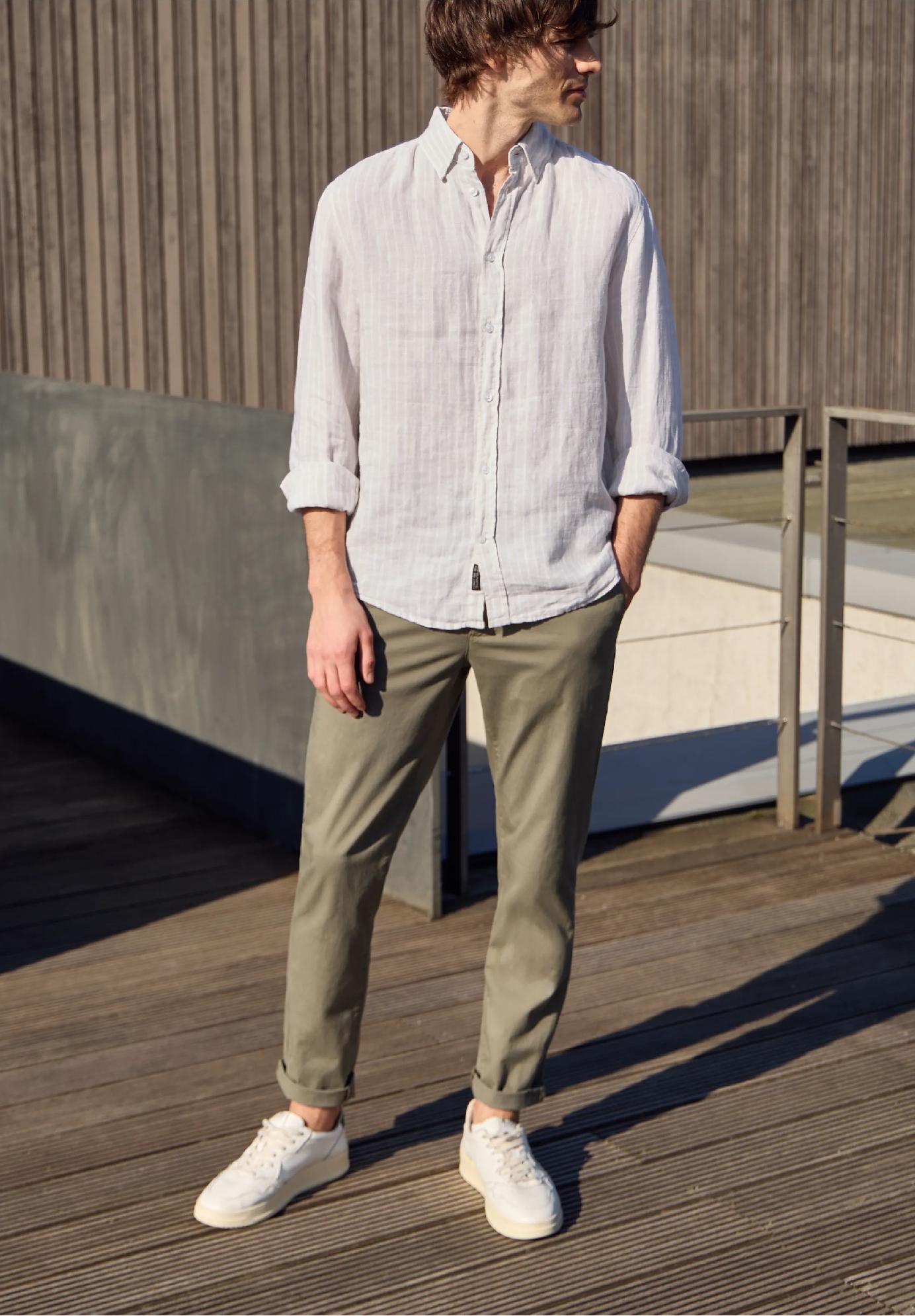 Street One ľanová košeľa s dlhým rukávom a pruhmi