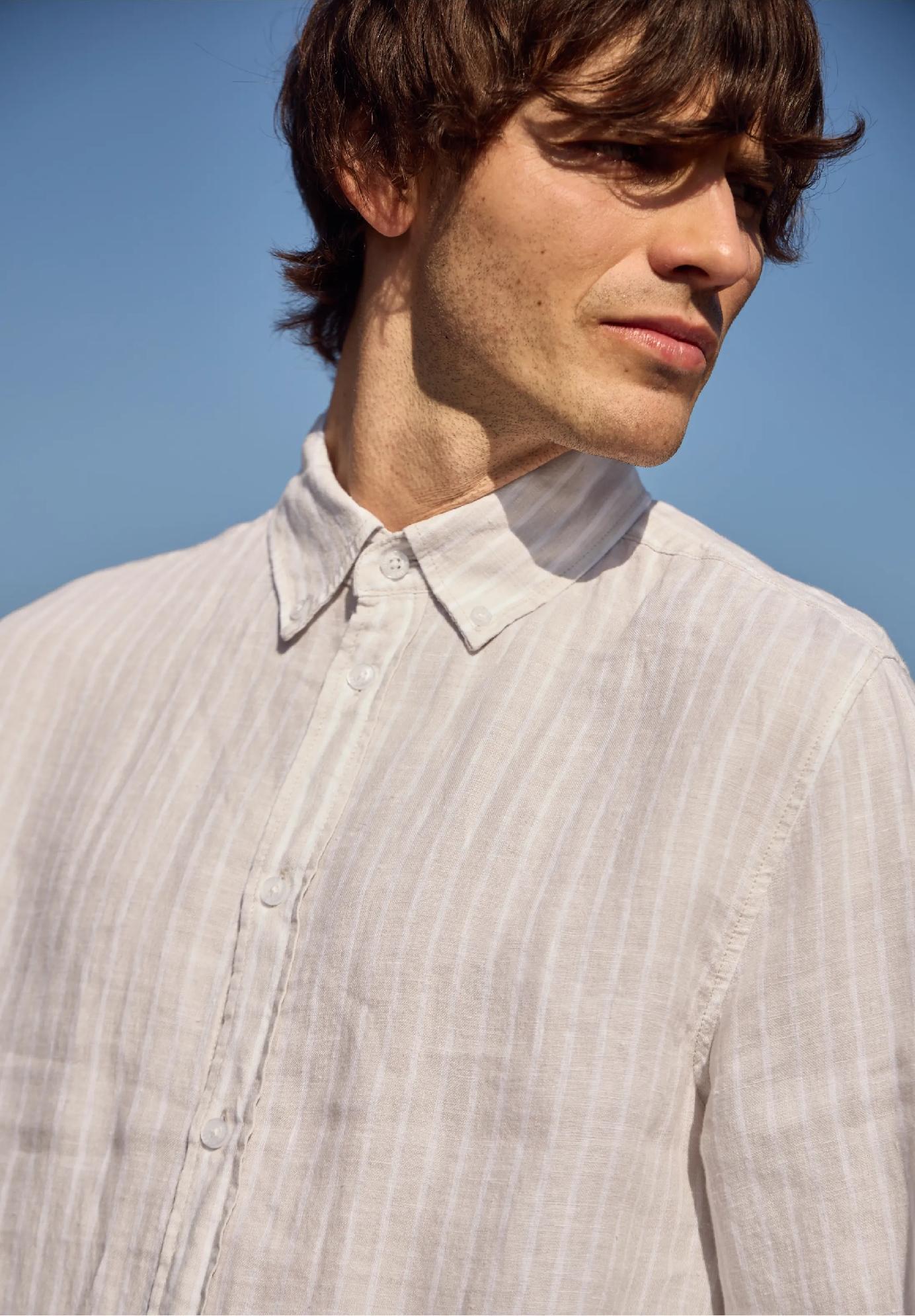 Street One ľanová košeľa s dlhým rukávom a pruhmi