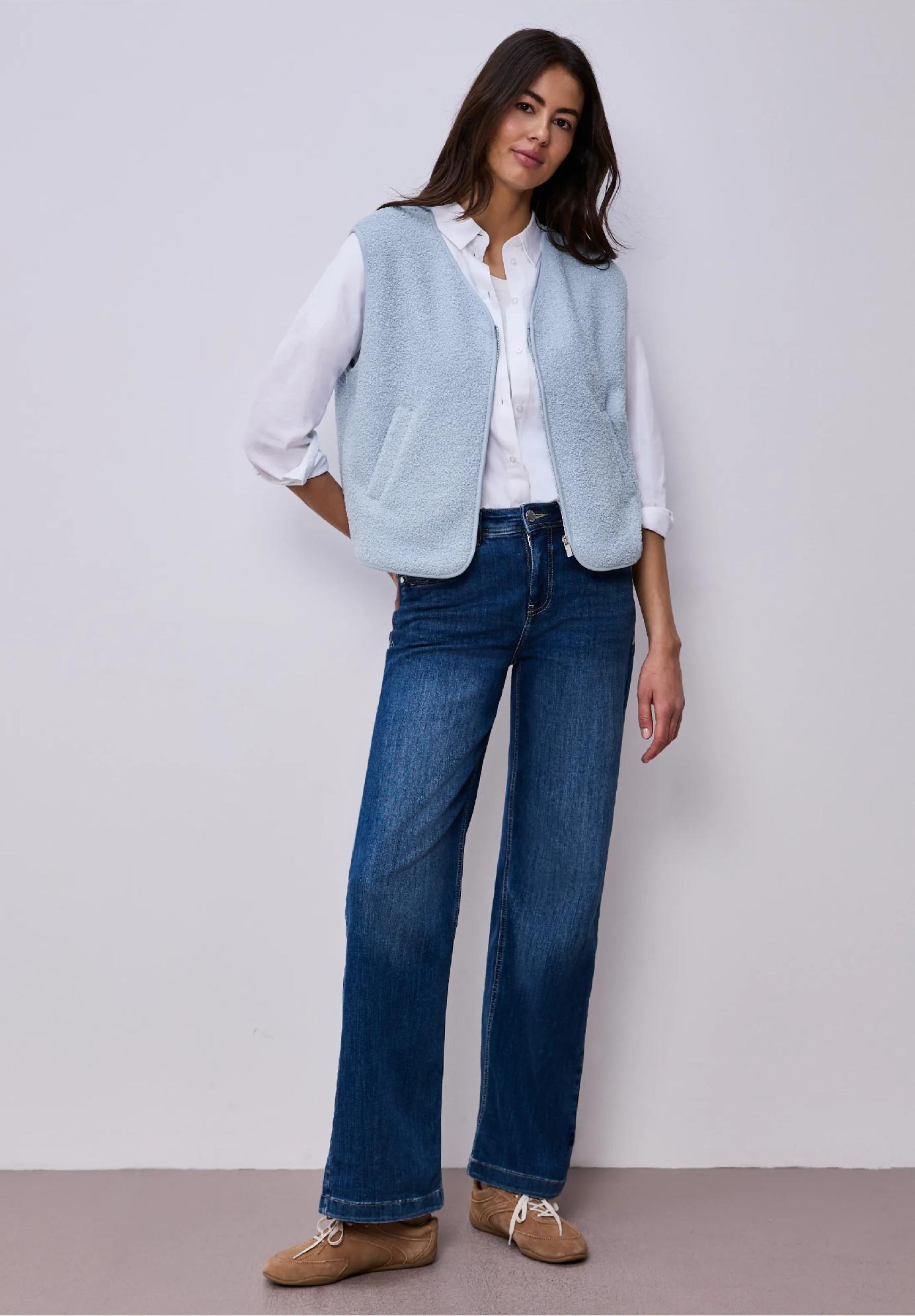 Street One flísová vesta s výstrihom do V