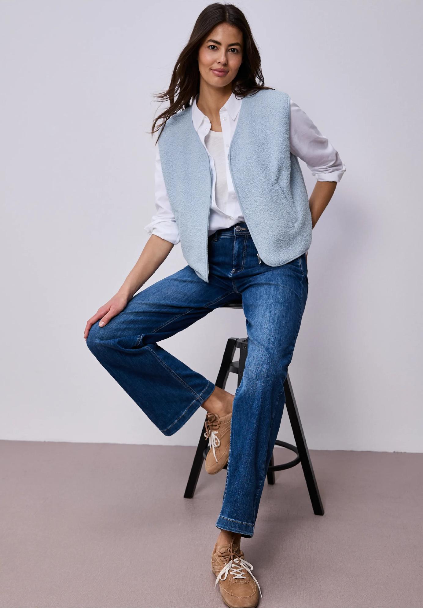 Street One flísová vesta s výstrihom do V