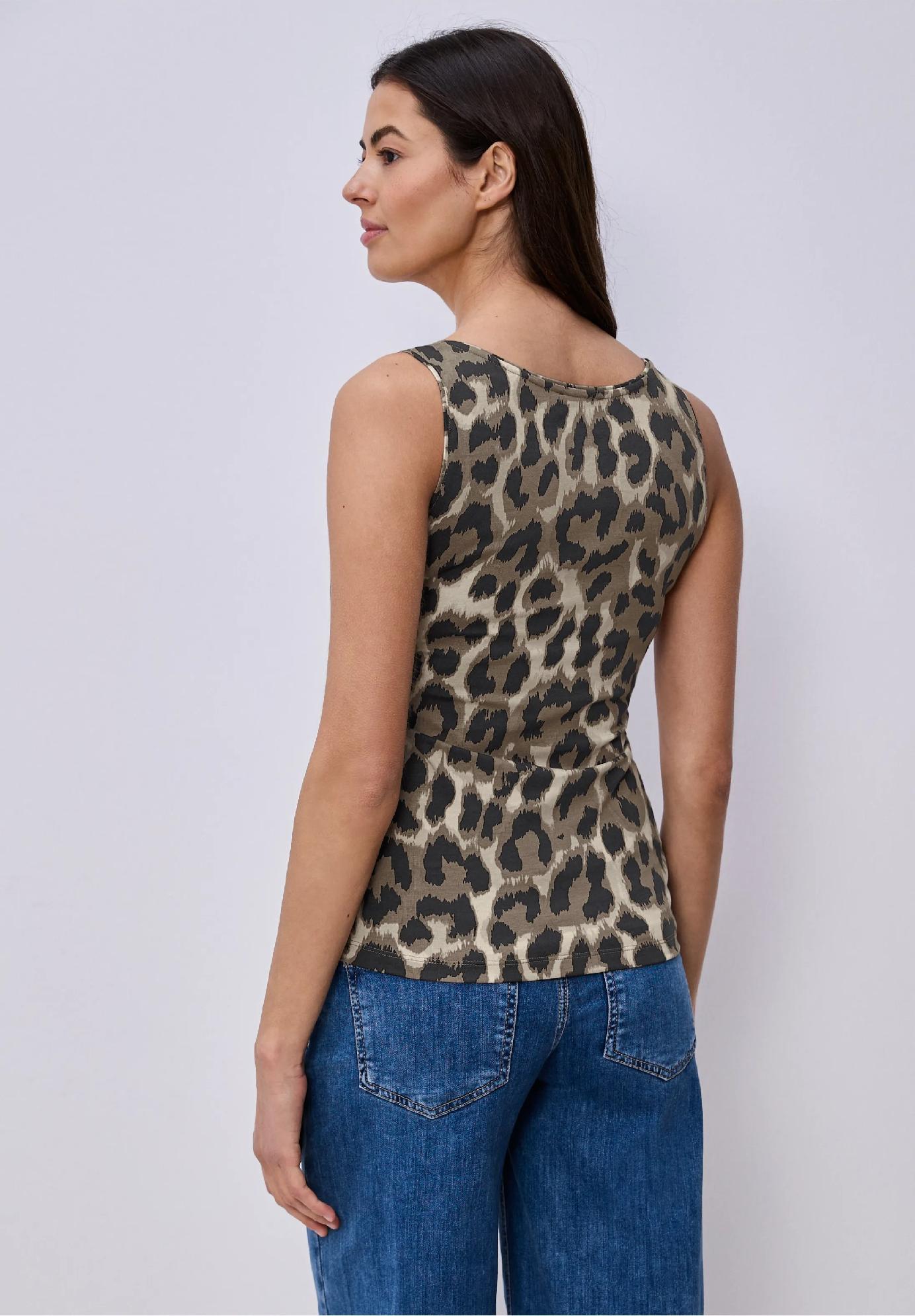 Street One základný top s okrúhlym výstrihom a leopardím vzorom