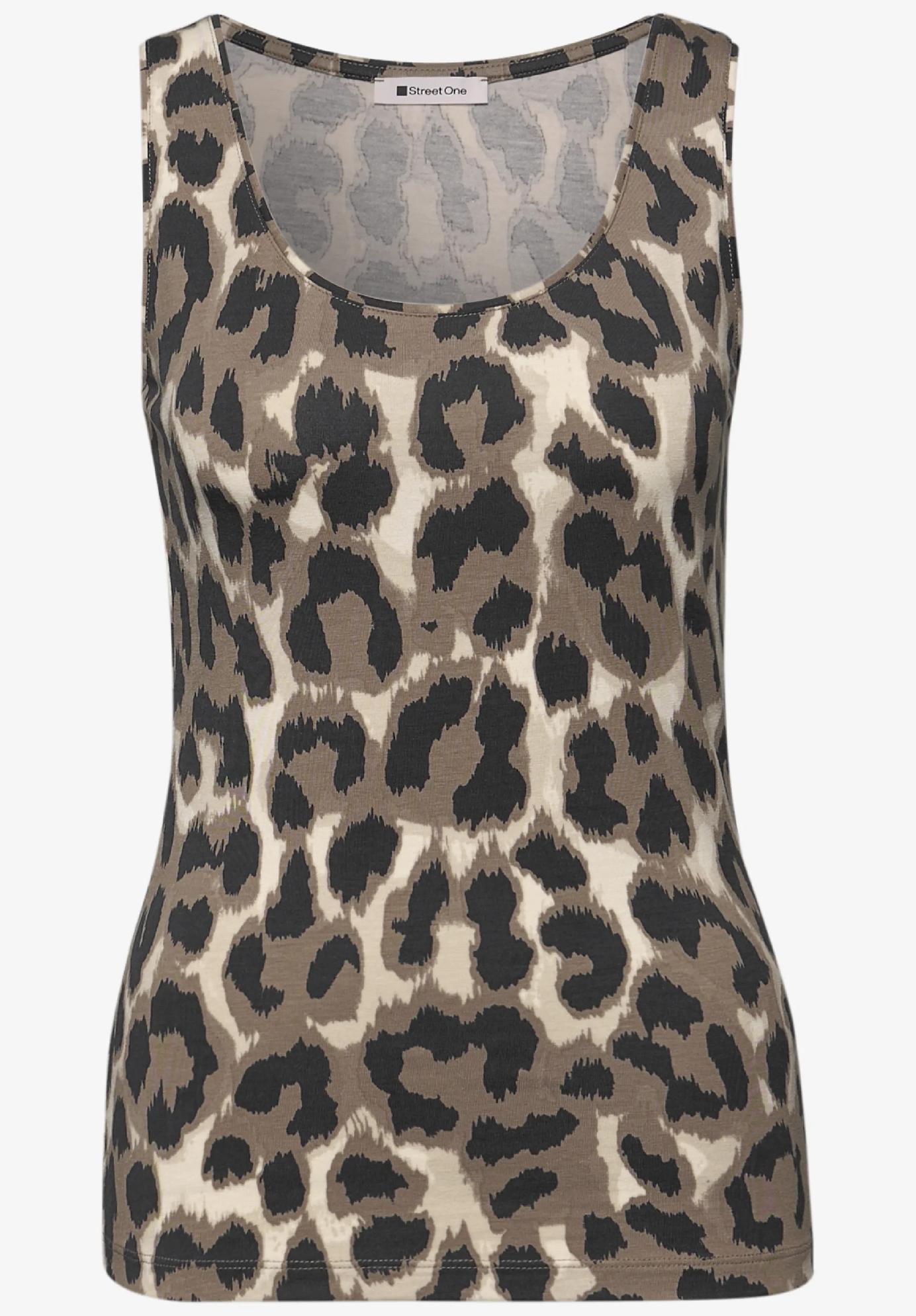 Street One základný top s okrúhlym výstrihom a leopardím vzorom