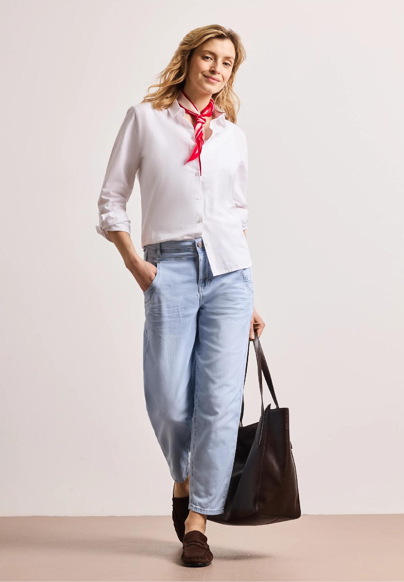 Street One džínsové nohavice voľného strihu s vysokým pásom KARLIE