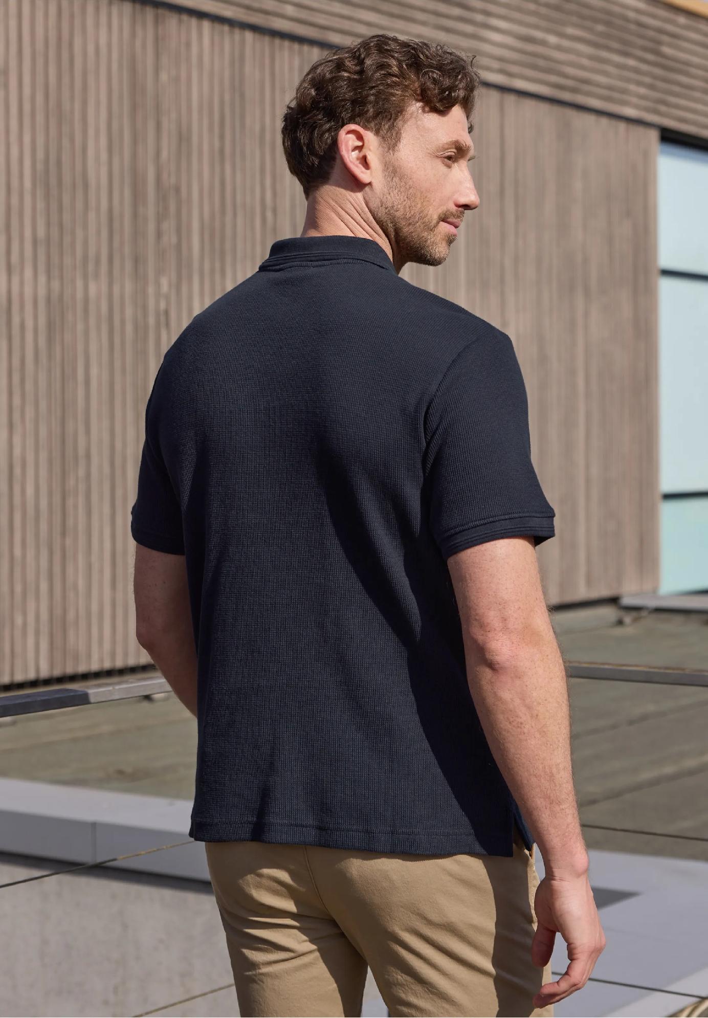 Street One MEN textúrované polo tričko so zipsom