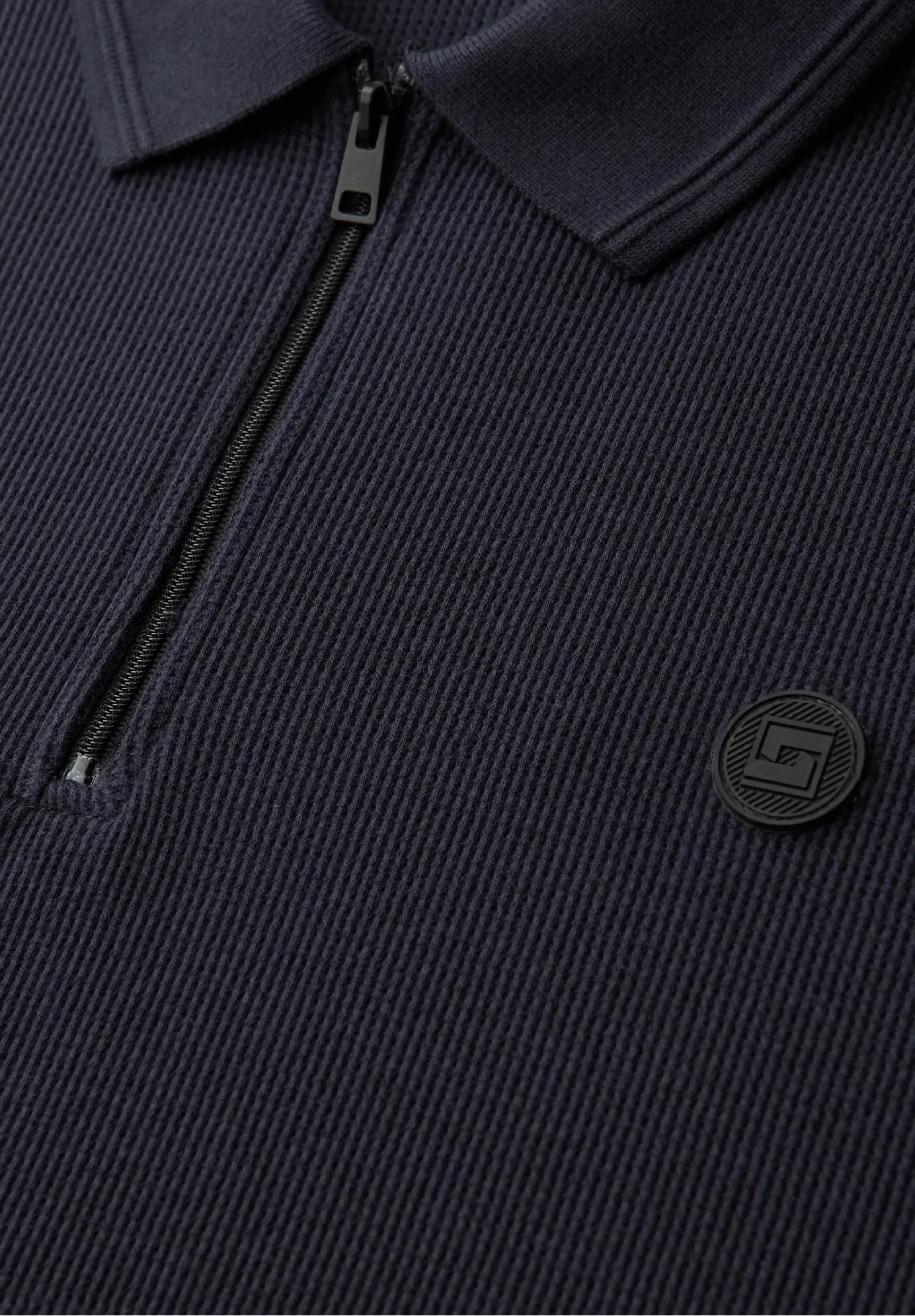 Street One MEN textúrované polo tričko so zipsom