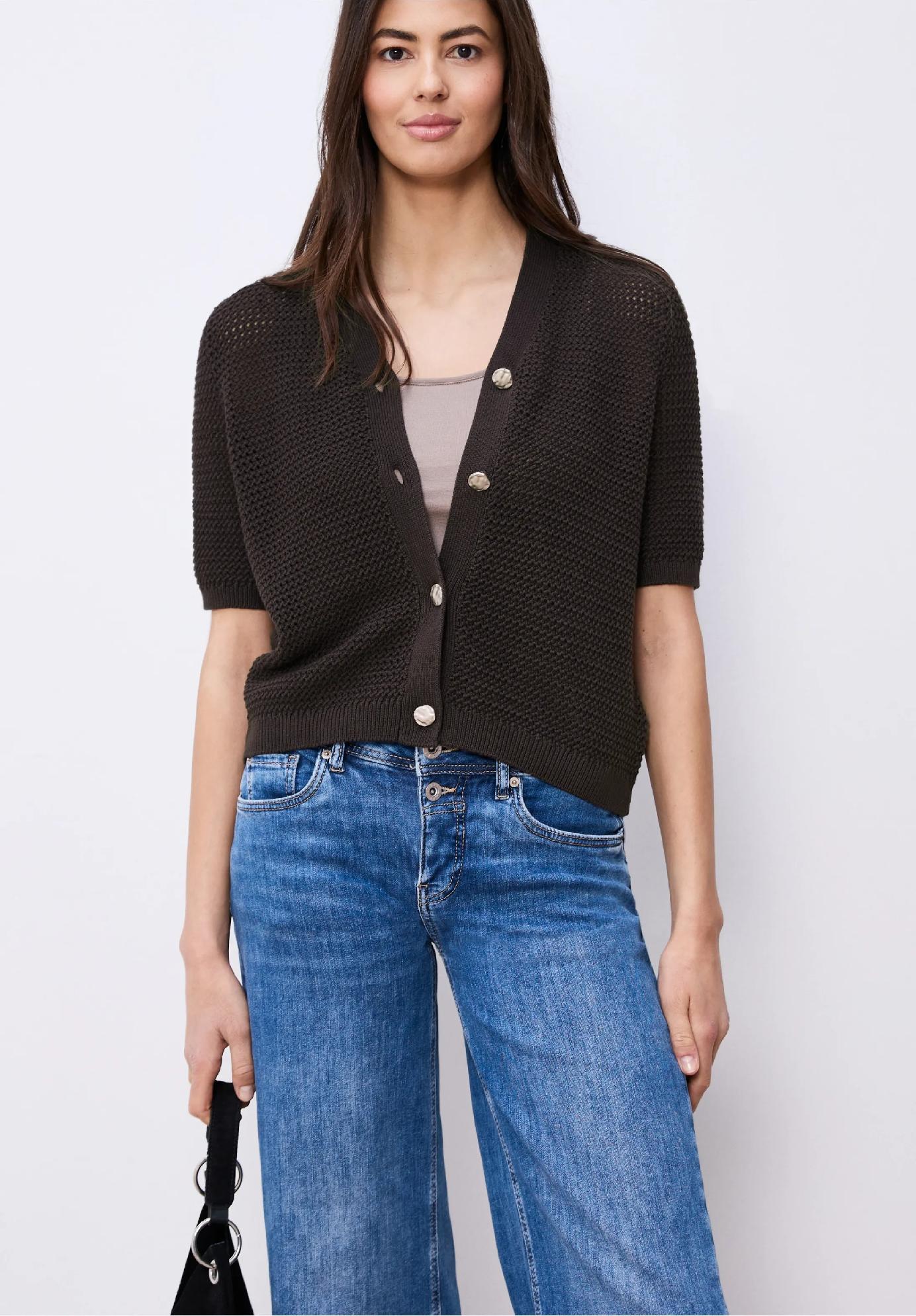 Street One kardigan s krátkym rukávom, výstrihom do V a textúrou, hne