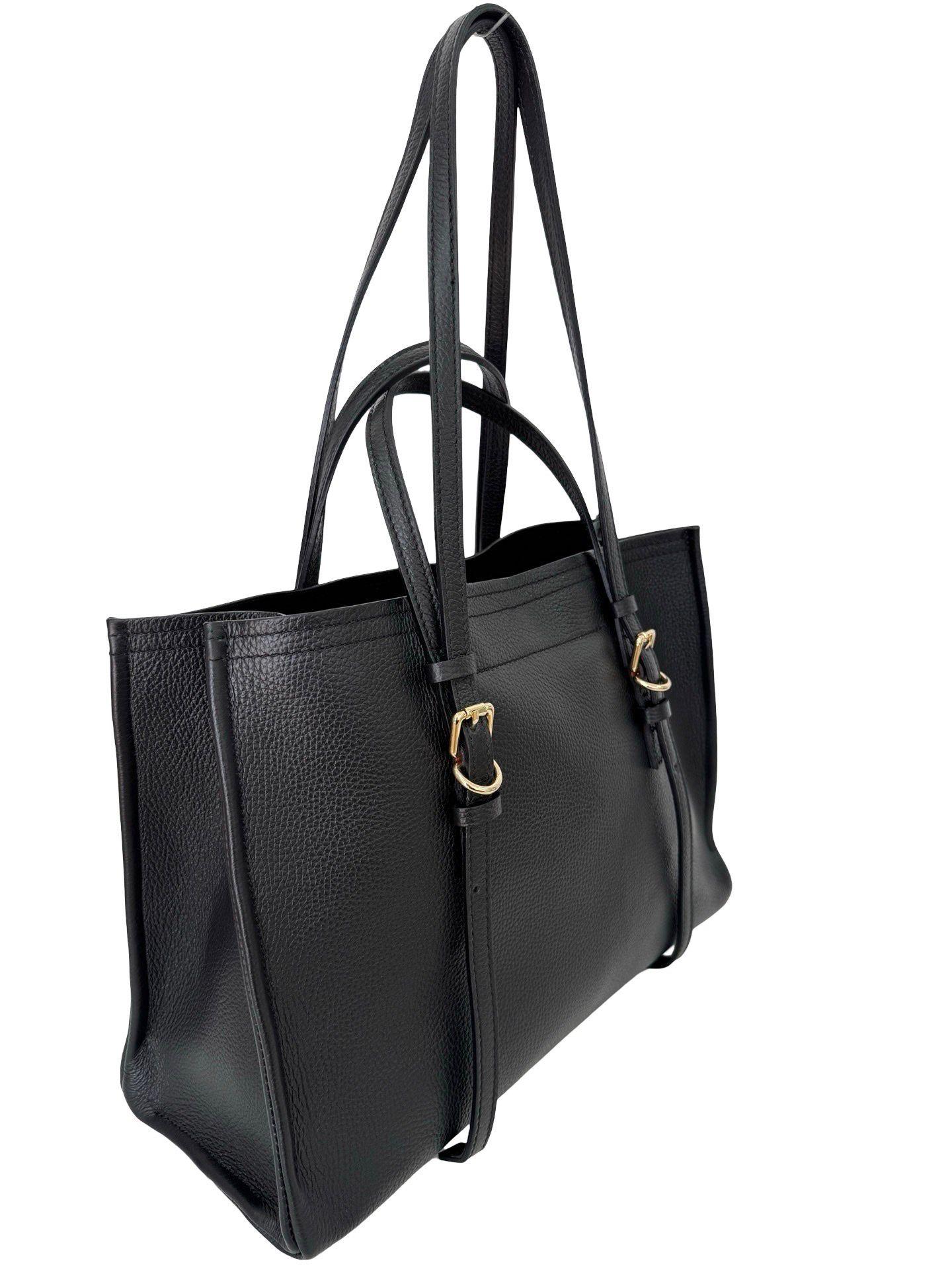 Elegantná čierna kožená kabelka