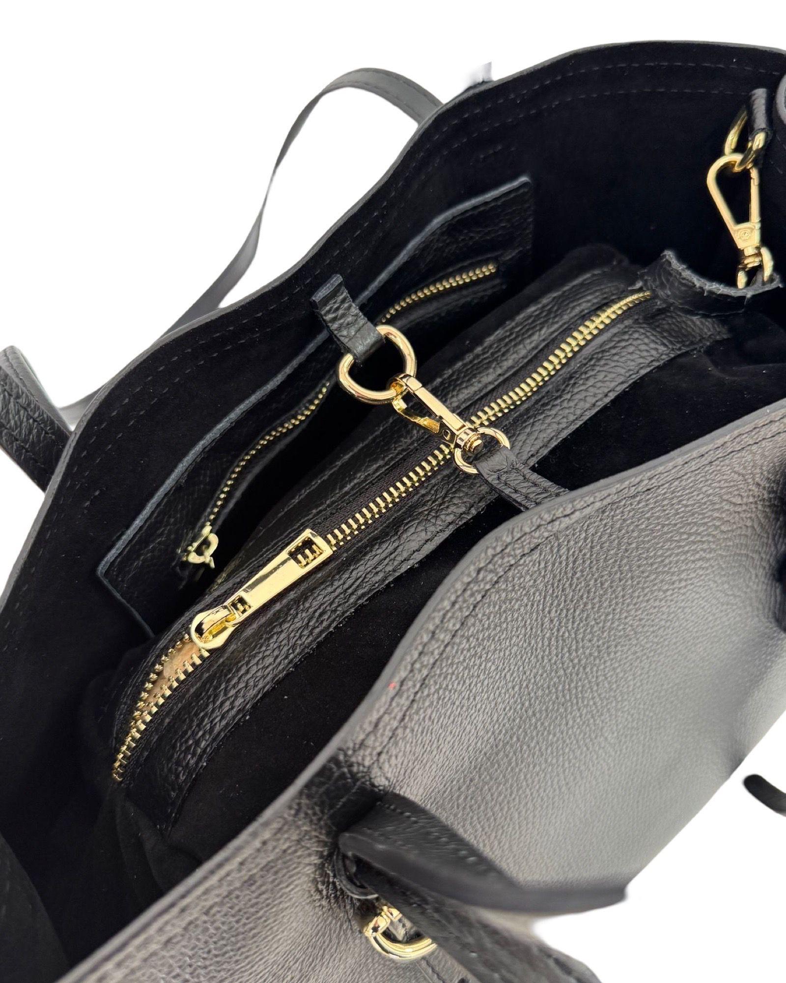 Elegantná čierna kožená kabelka