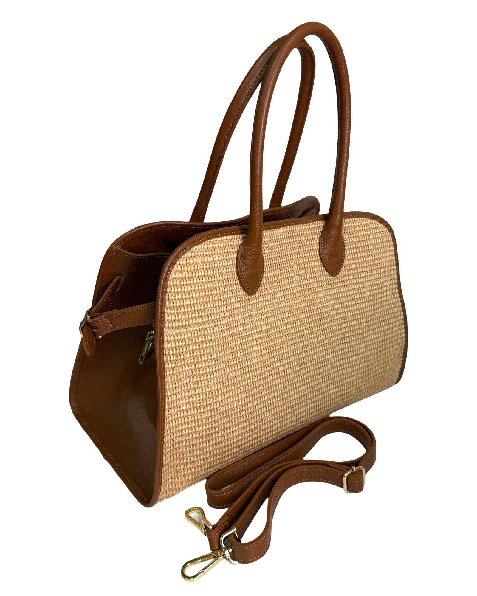 Elegantná ratanová kabelka kombinovaná s kožou