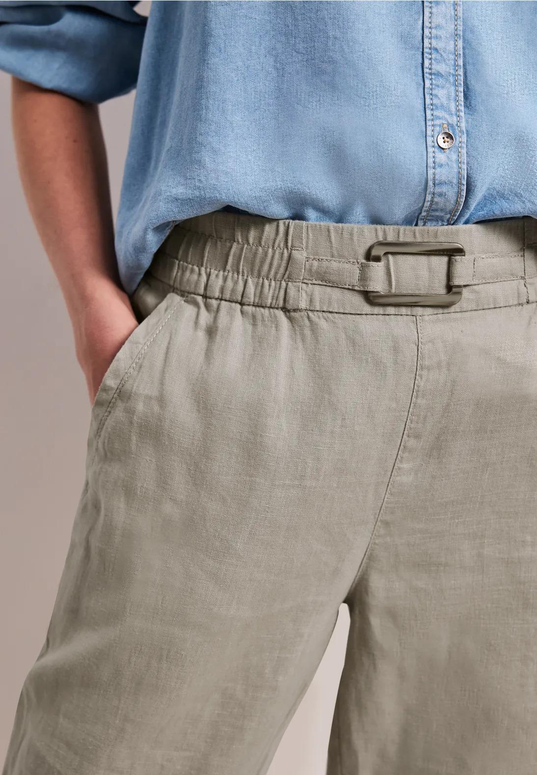 Street One tenké nohavice z ľanu s prackou, bež