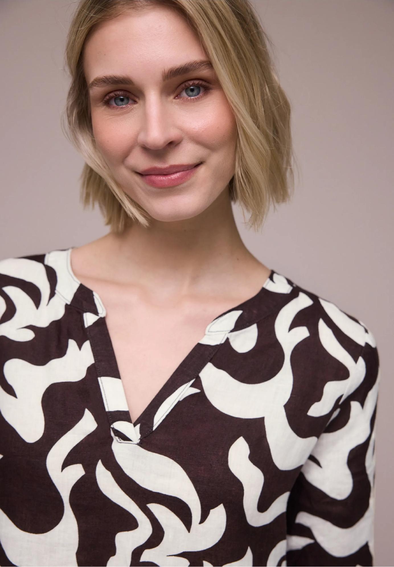 Street One ľanové midi šaty s potlačou