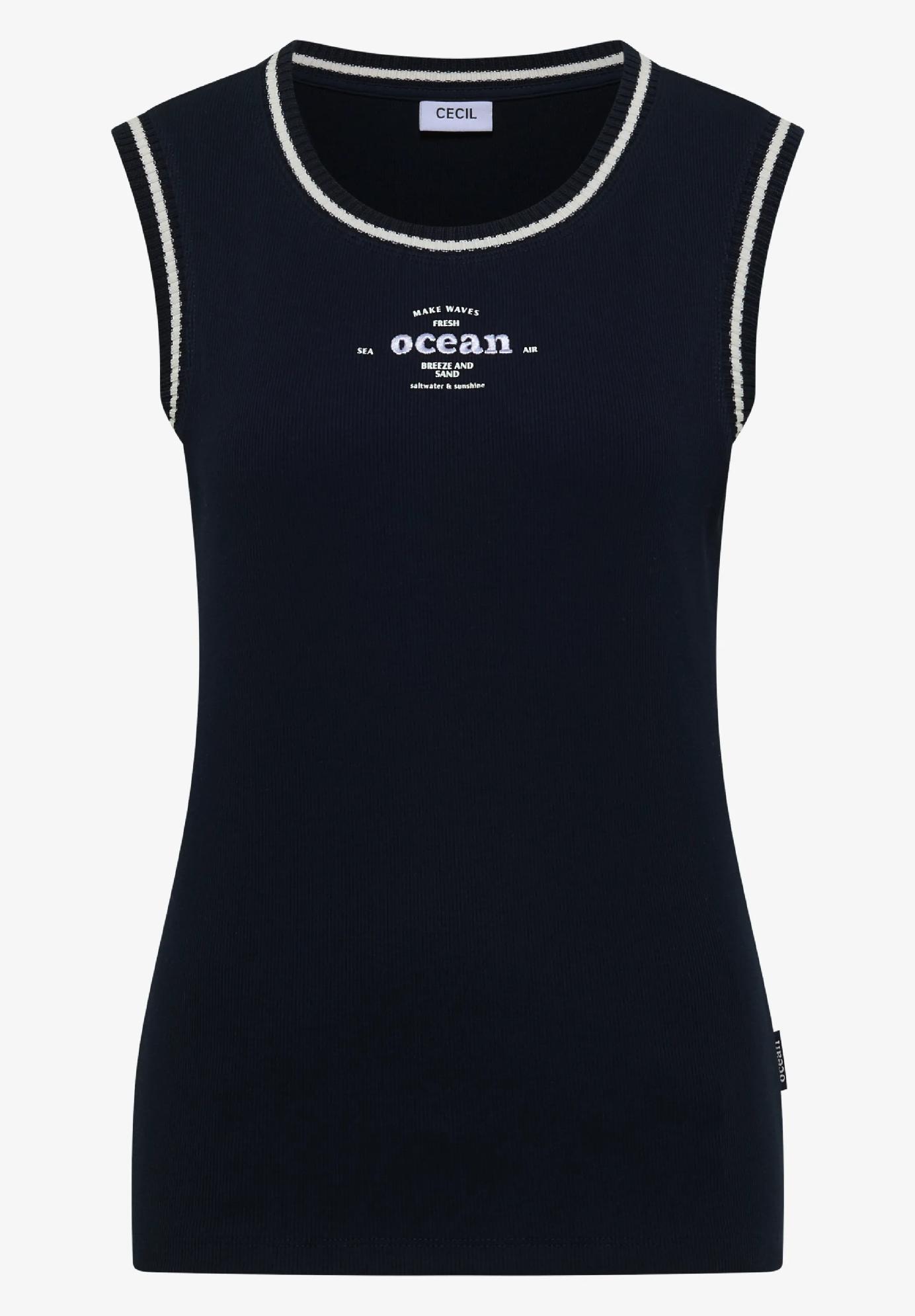 CECIL top s okrúhlym výstrihom a kontrastnými detailmi, mod