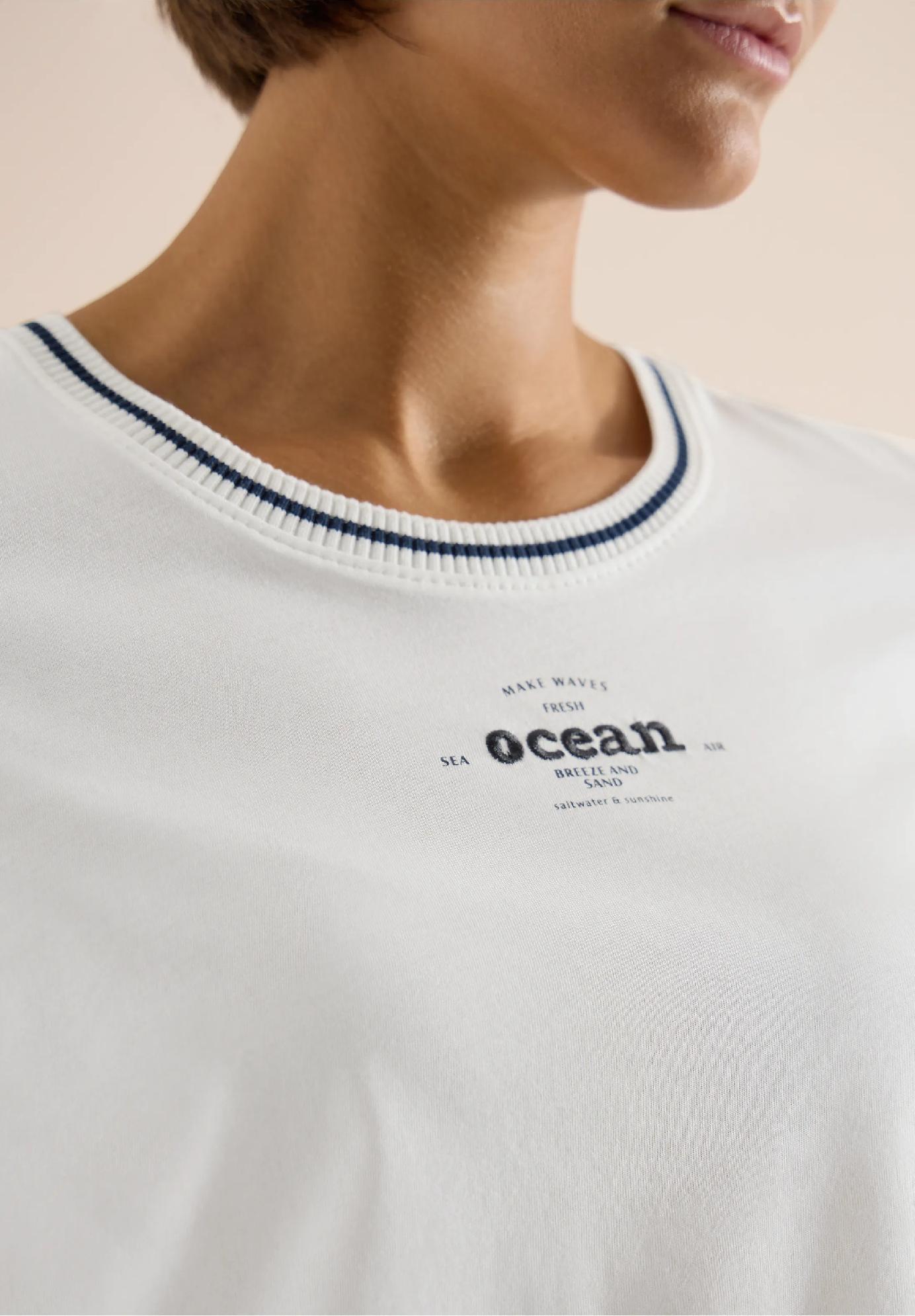 CECIL tričko s rebrovanými detailmi, van