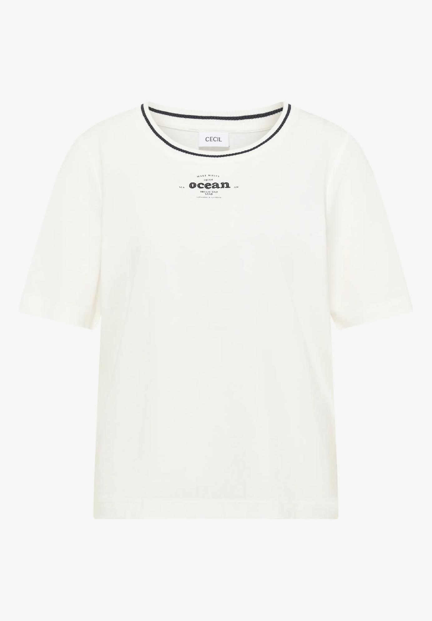 CECIL tričko s rebrovanými detailmi, van