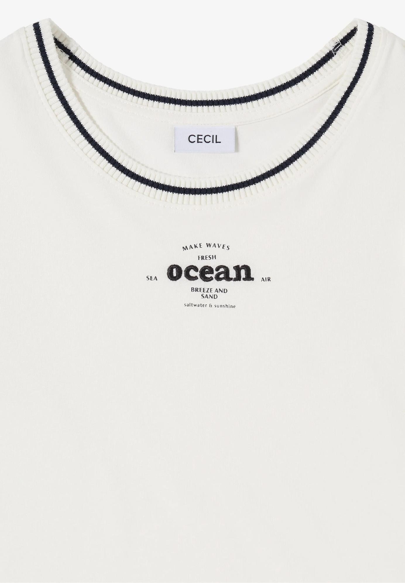 CECIL tričko s rebrovanými detailmi, van