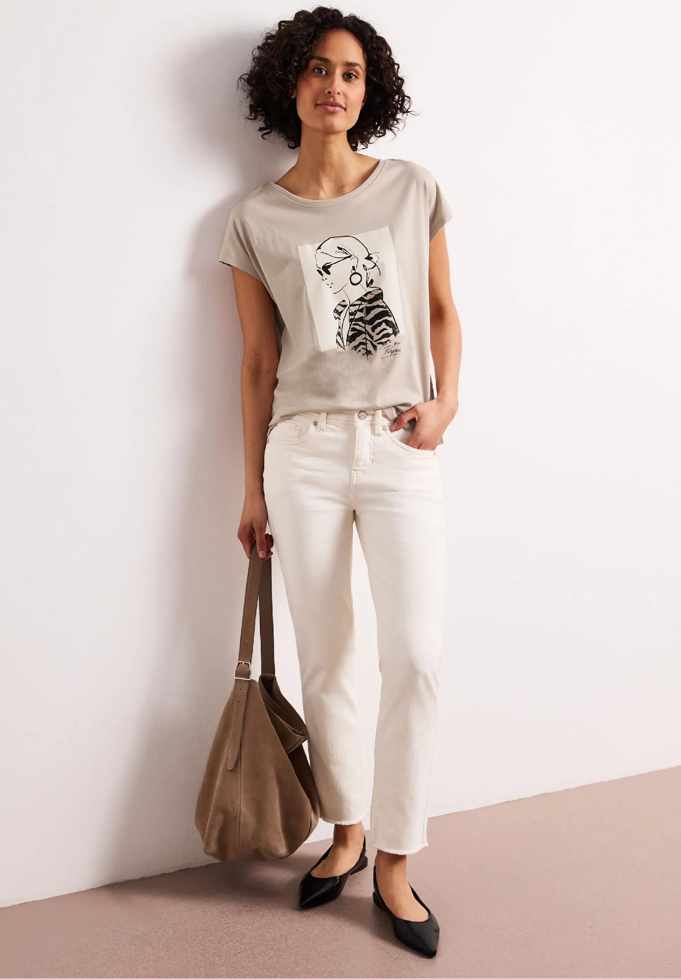 Street One tričko s potlačou TV, bež