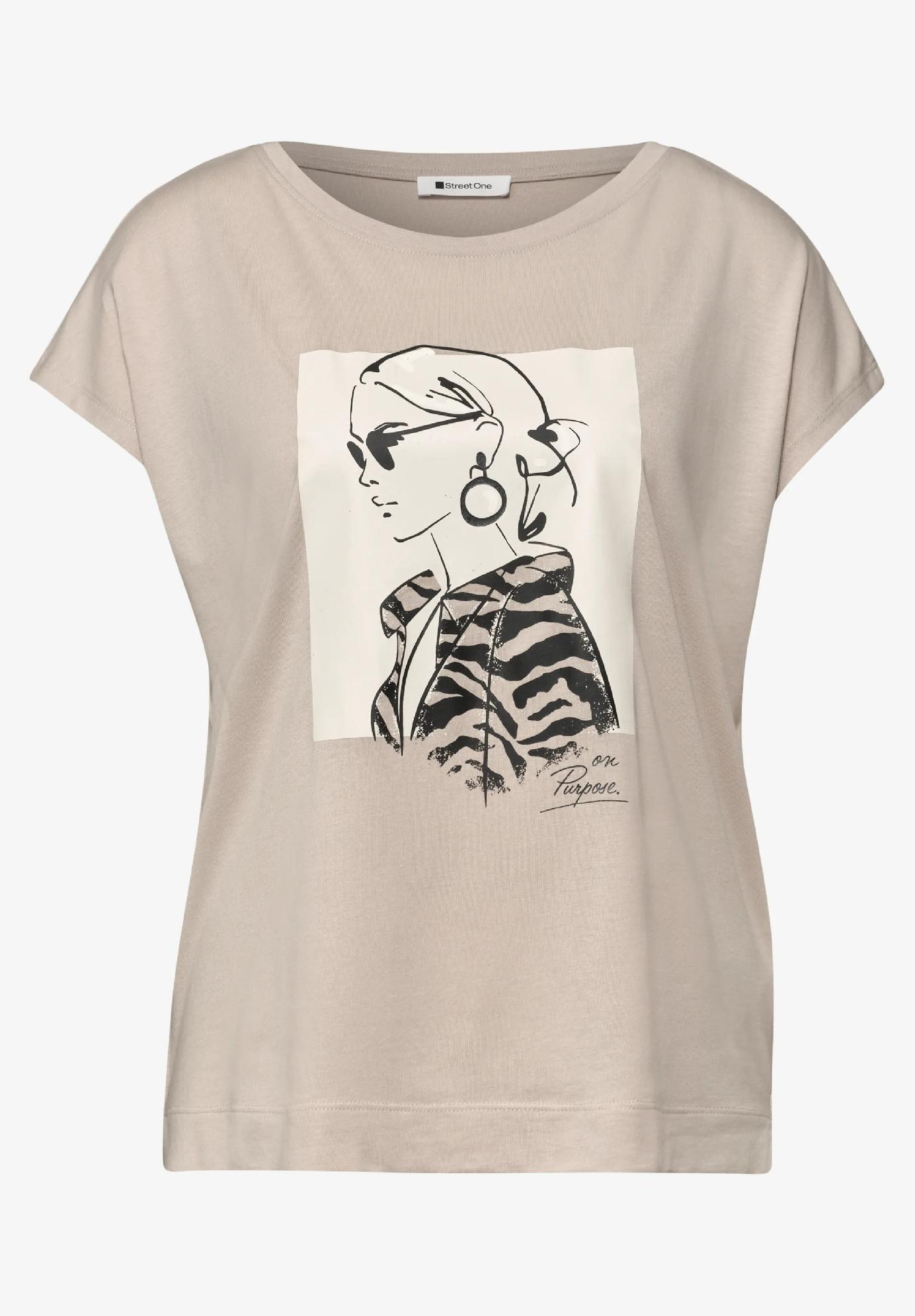 Street One tričko s potlačou TV, bež