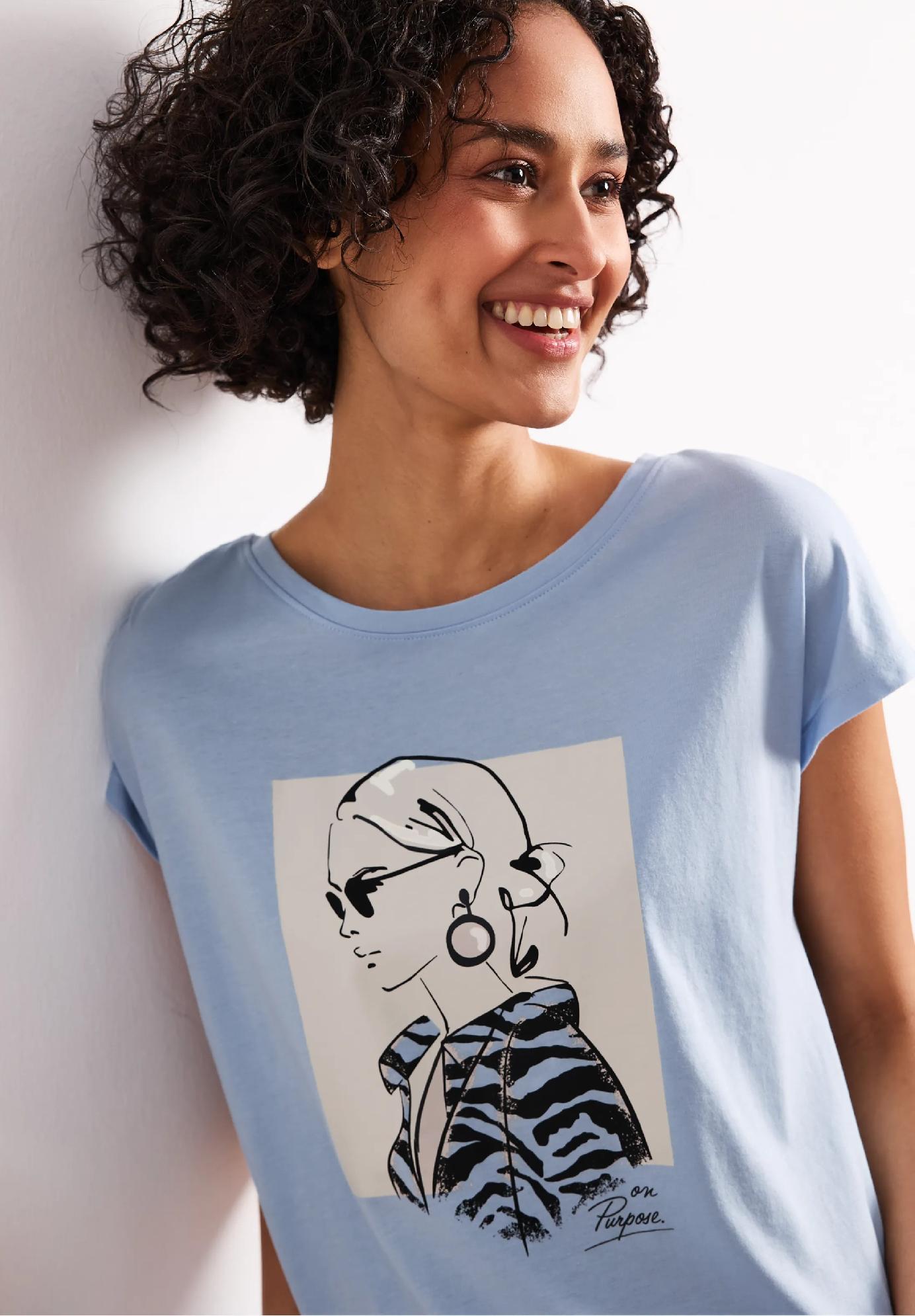 Street One tričko s potlačou TV, mod