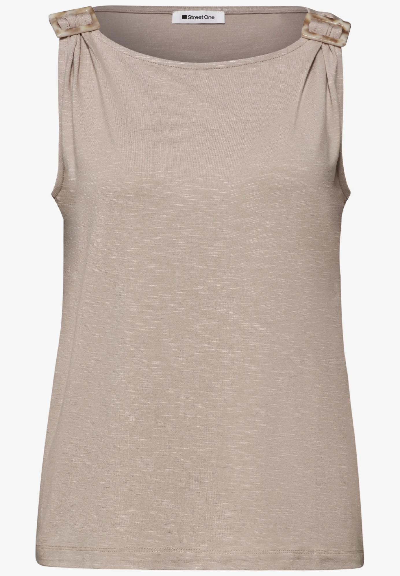 Street One top s okrúhlym výstrihom a detailom na ramenách, bež