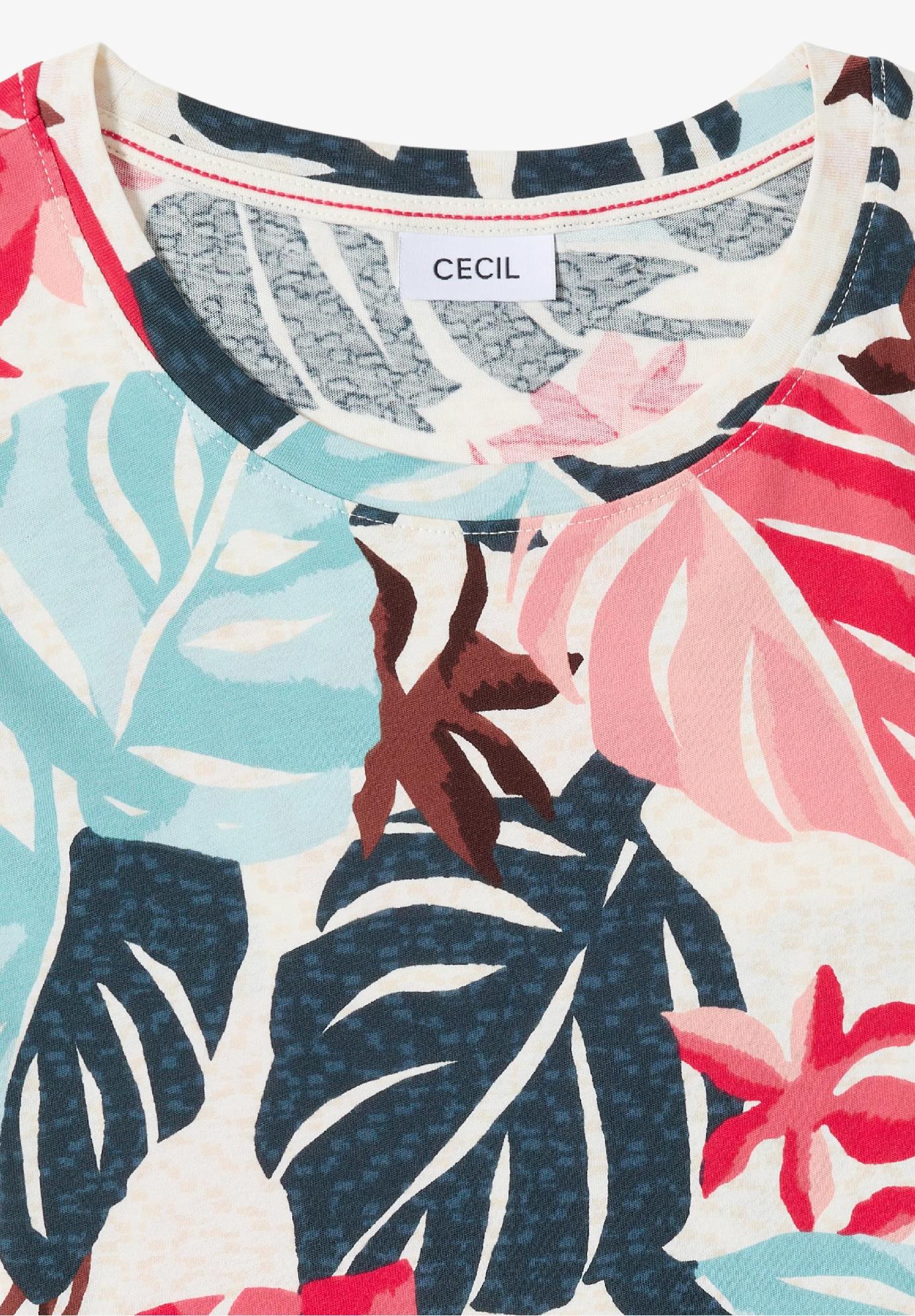 CECIL tričko s nariaseným detailom a potlačou