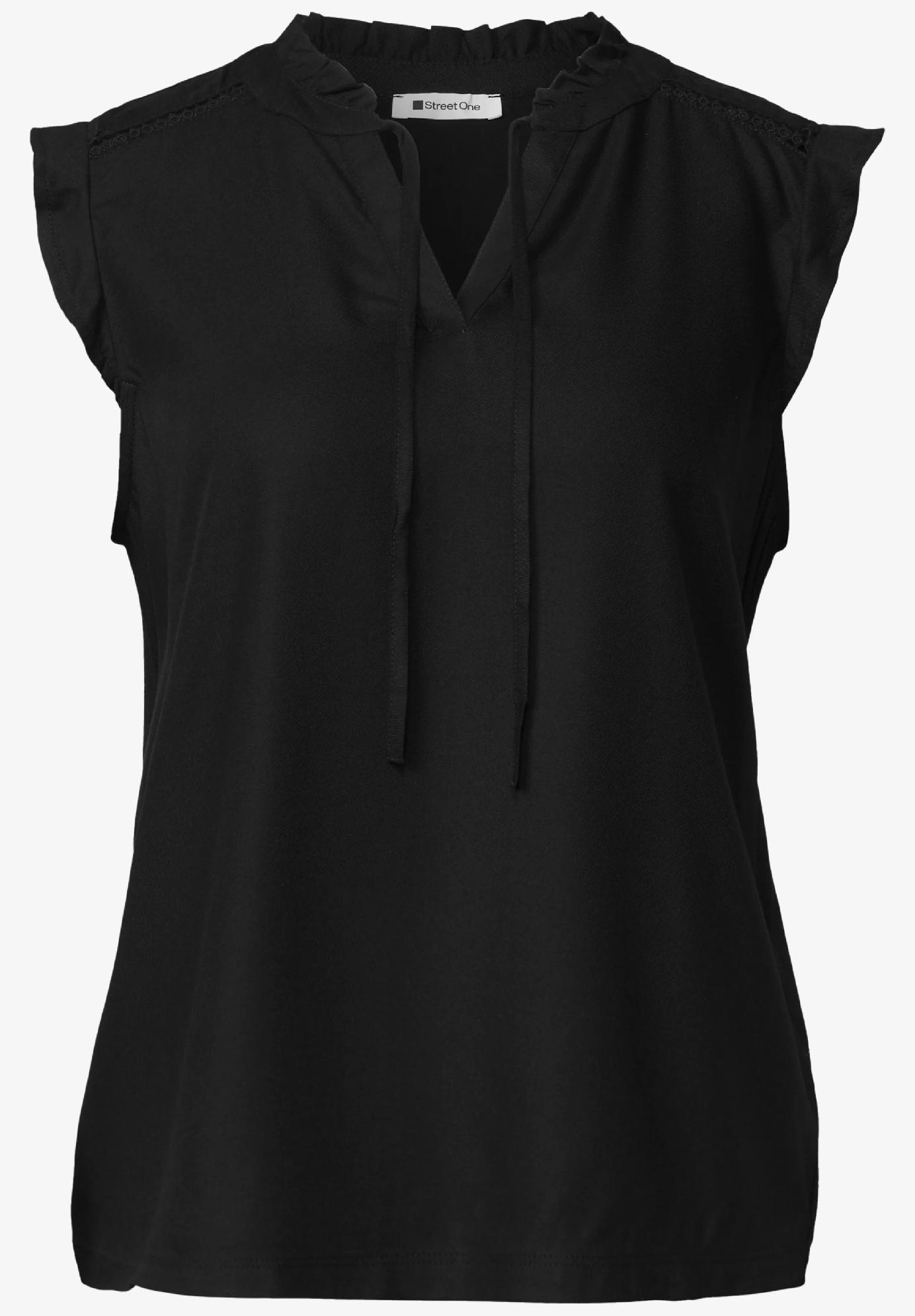 Street One top s textúrovanou zmesou a háčkovanými detailmi, čie