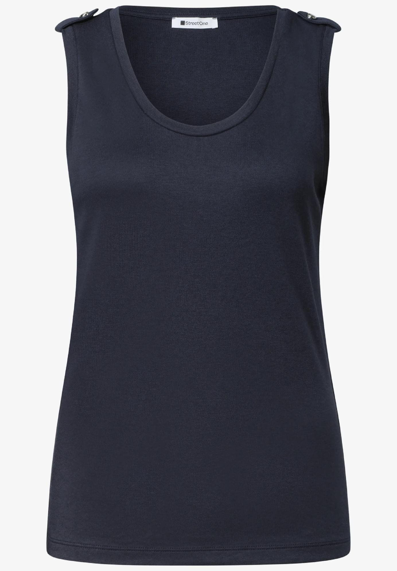 Street One top so zaobleným výstrihom do V a detailom na gombíky, mod