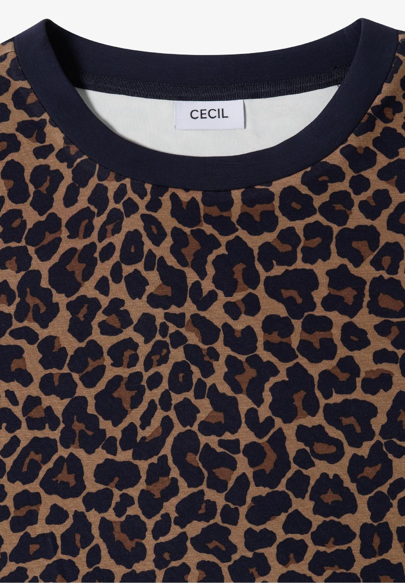 CECIL tričko s okrúhlym výstrihom a leopardím nápisom