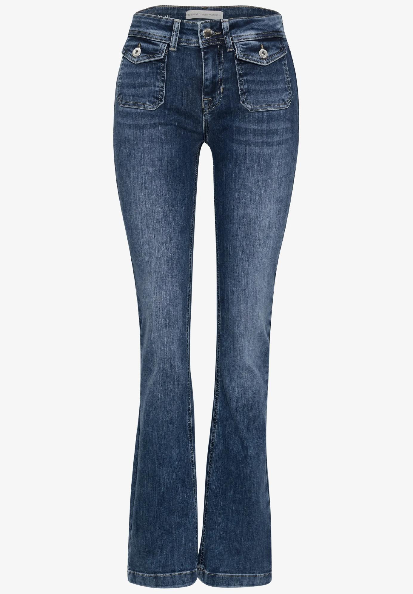 Street One džínsy so stredným pásom a rozšírenými nohavicami v strihu Slim Fit -BLAIRE