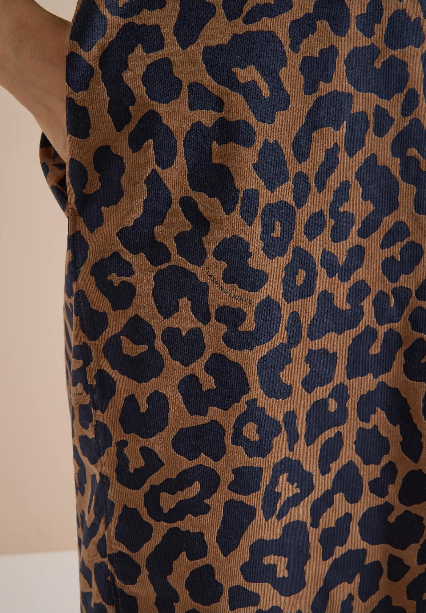 CECIL mančestrové šaty po kolená s leopardím vzorom
