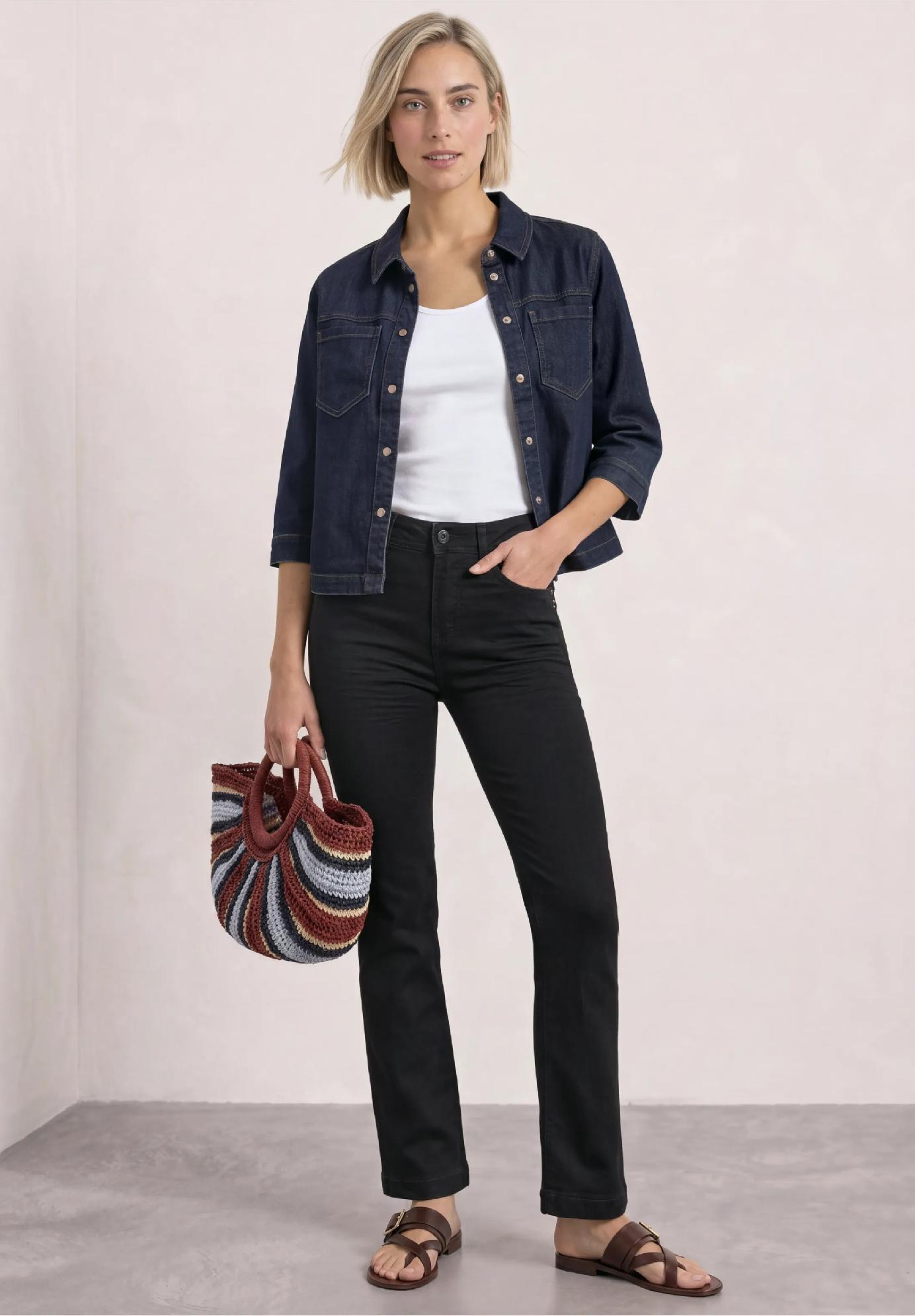 Street One džínsy s vysokým pásom a rozšírenými nohavicami v štýle Slim Fit BLAIRE, čier