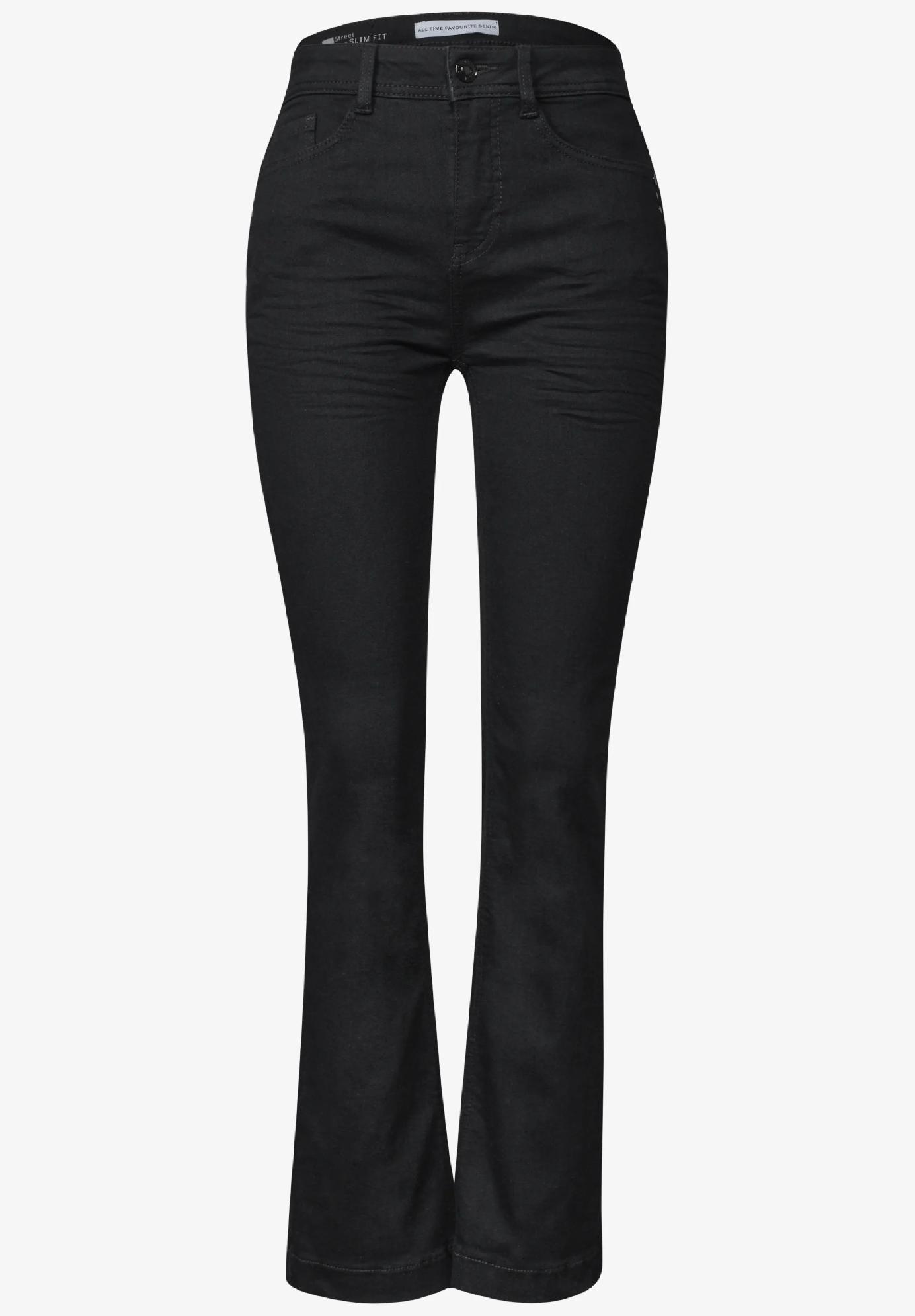 Street One džínsy s vysokým pásom a rozšírenými nohavicami v štýle Slim Fit BLAIRE, čier