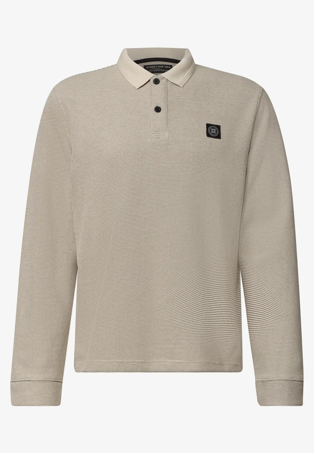 Street One MEN polo tričko s dlhým rukávom s vaflovou textúrou