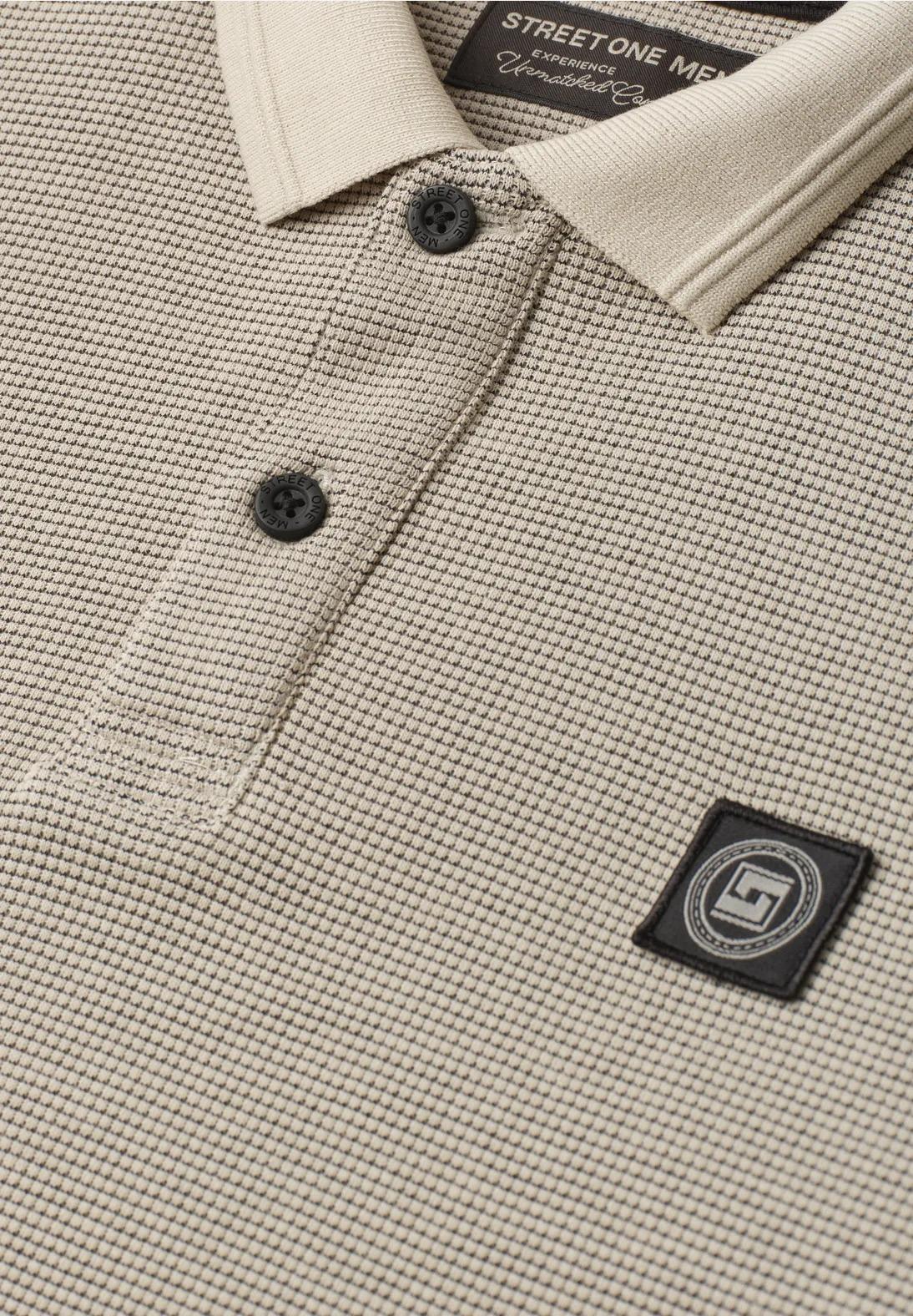 Street One MEN polo tričko s dlhým rukávom s vaflovou textúrou