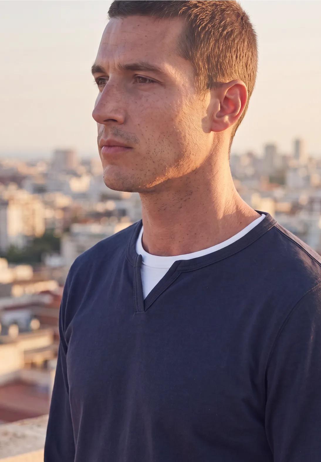 Street One MEN tričko Henley v 2-v-1 vzhľade, mod