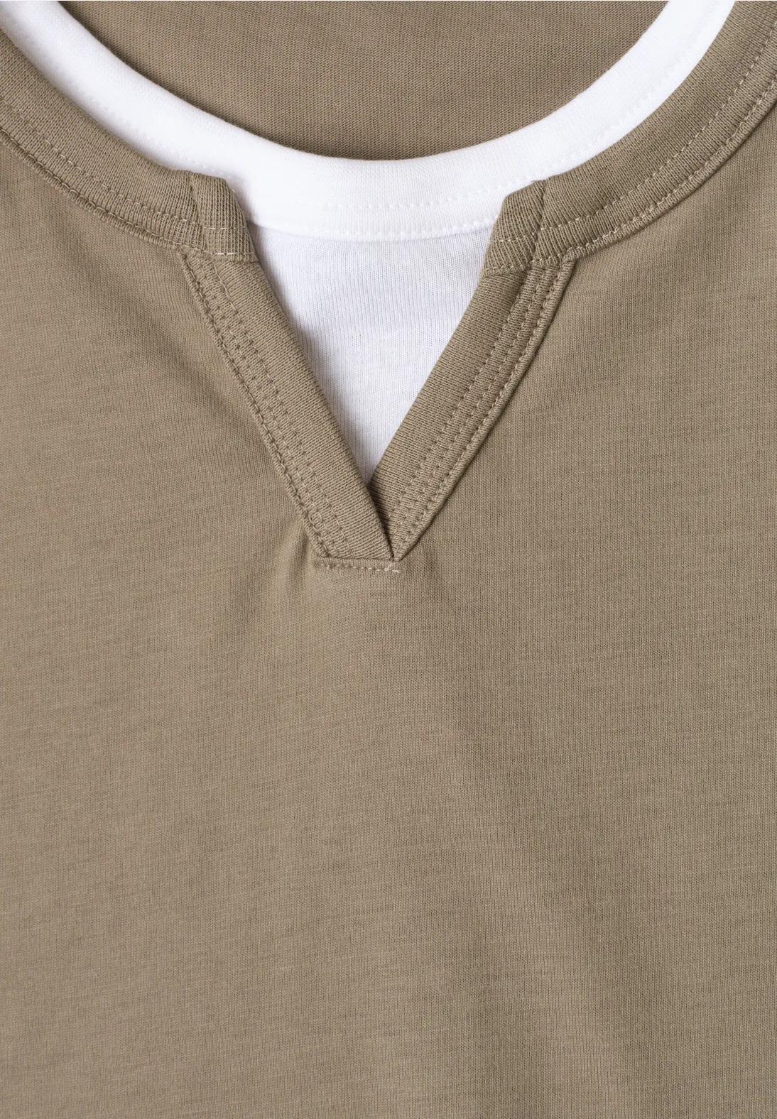 Street One MEN tričko Henley v 2-v-1 vzhľade, bež