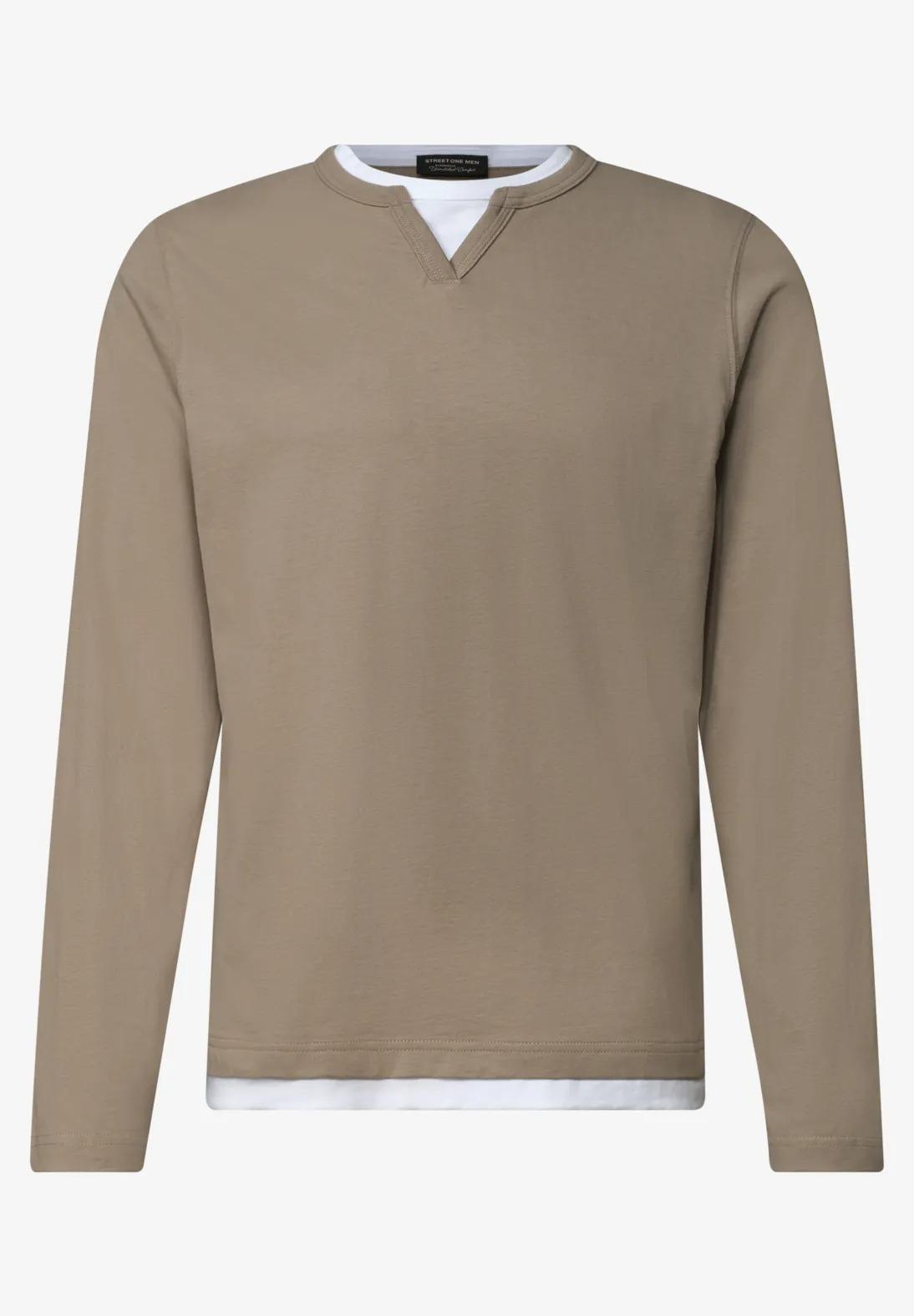 Street One MEN tričko Henley v 2-v-1 vzhľade, bež