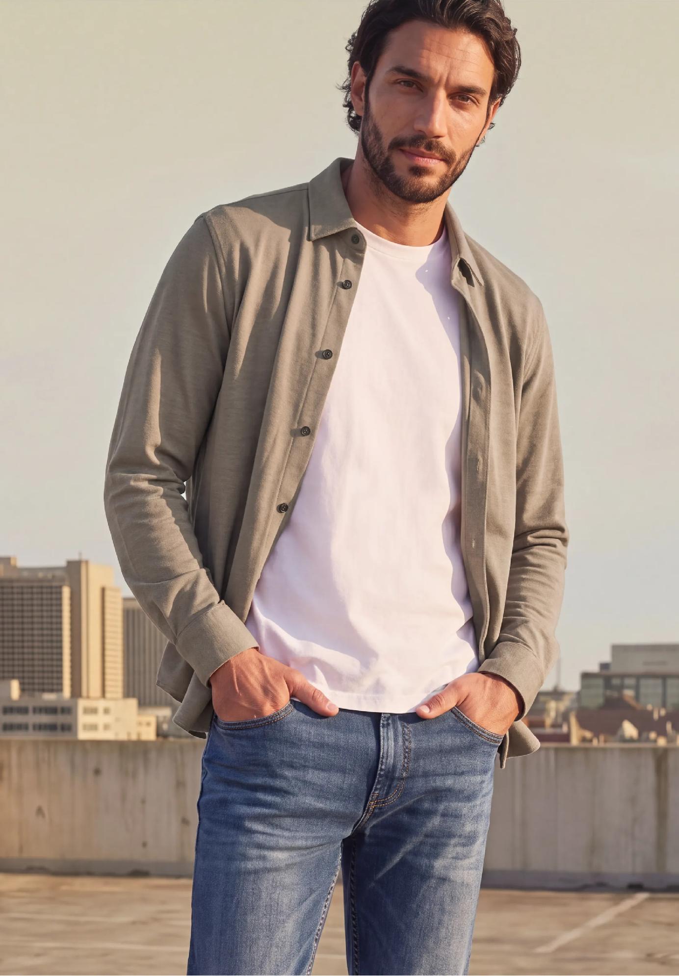 Street One MEN džersejová košeľa s dlhým rukávom REGULAR FIT