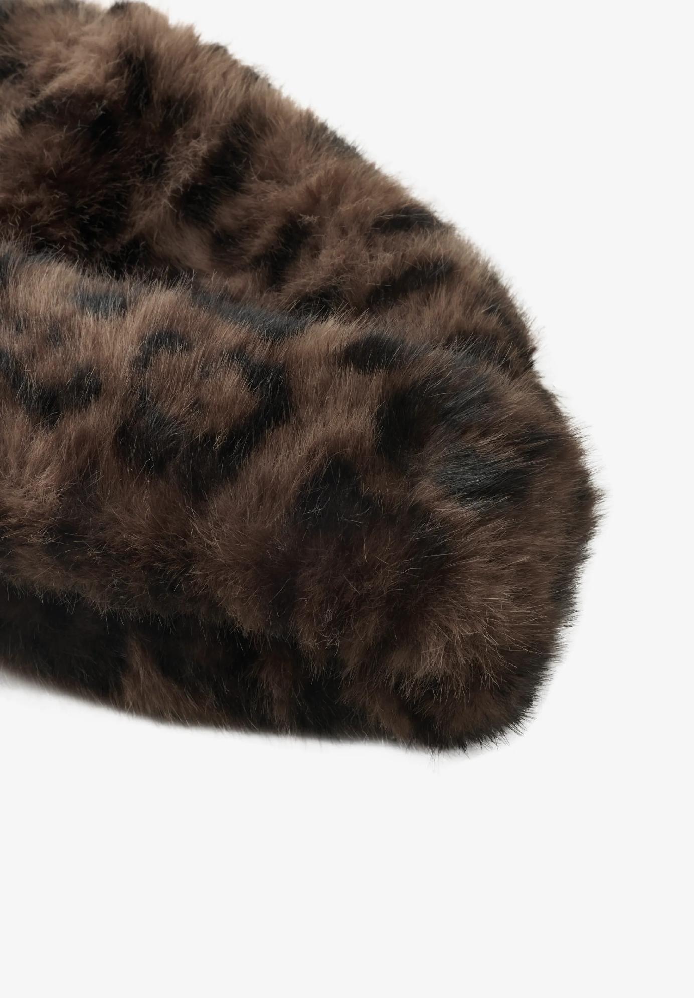 Street One čiapka z umelej kožušiny s leopardím vzorom