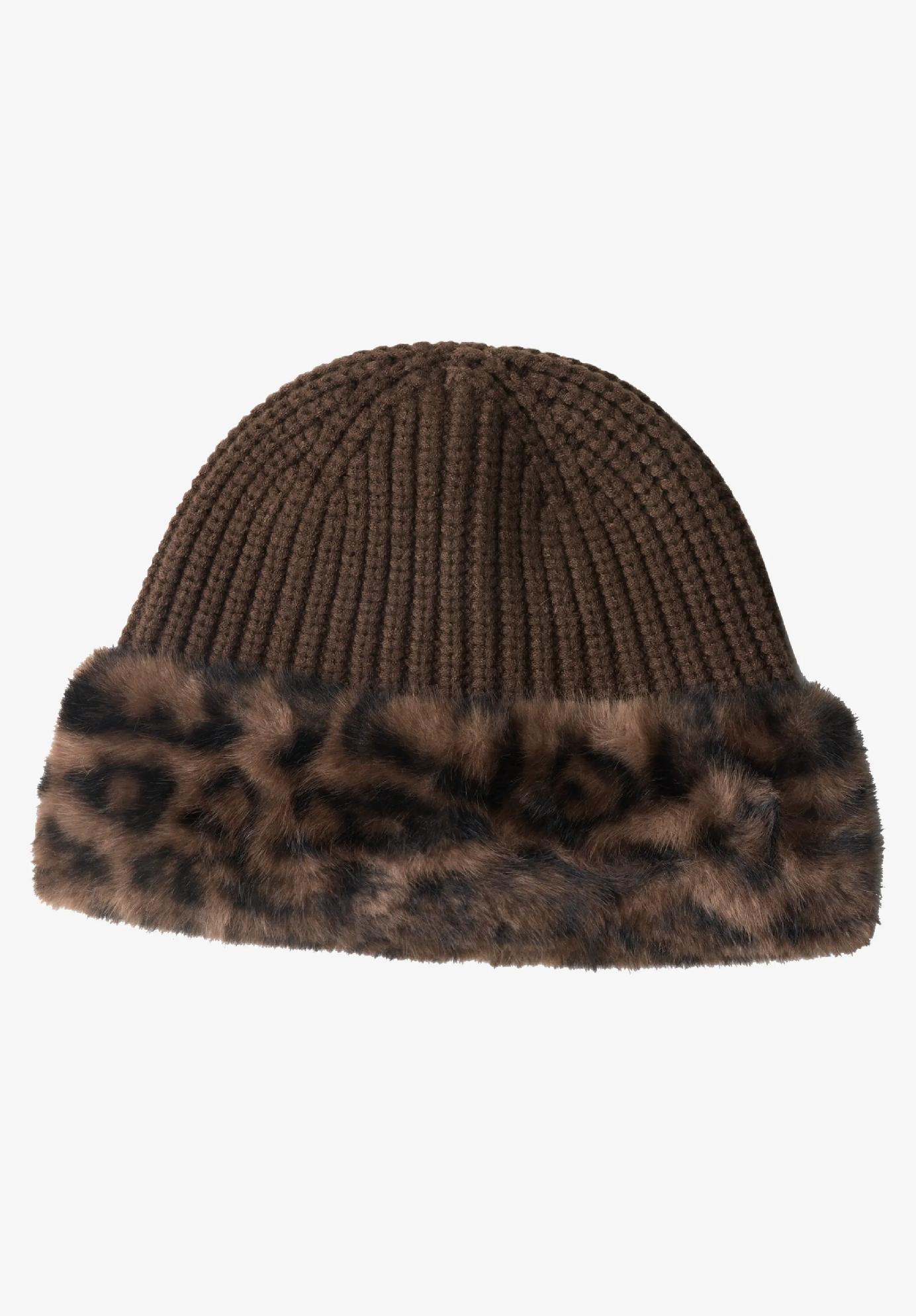 Street One čiapka s lemom z umelej kožušiny s leopardím vzorom