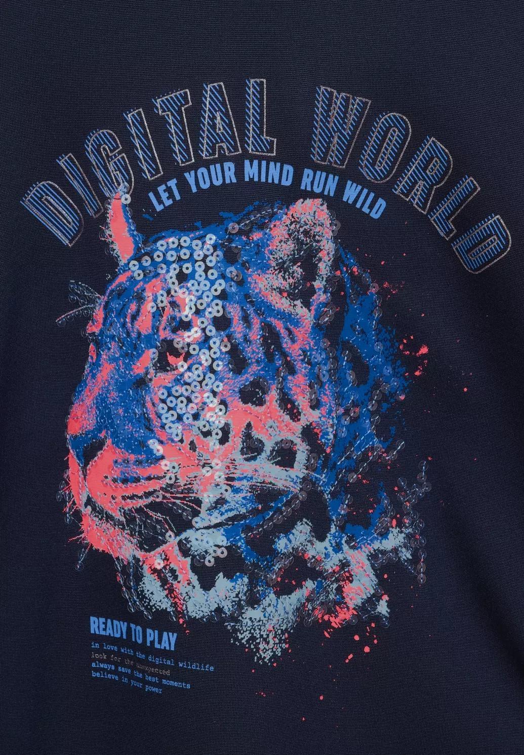 Cecil tričko s leopardím vzorom, modrá