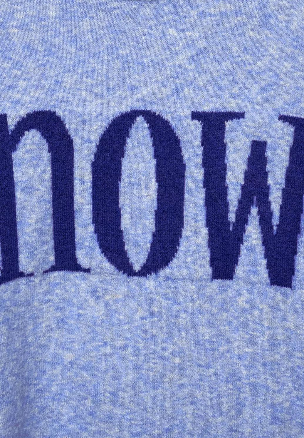 Street One zimný sveter s nápisom NOW, modrý