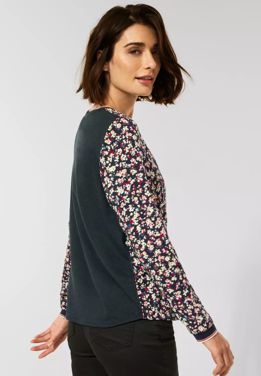 CECIL tričko s dlhým rukávom a kvetinovou potlačou