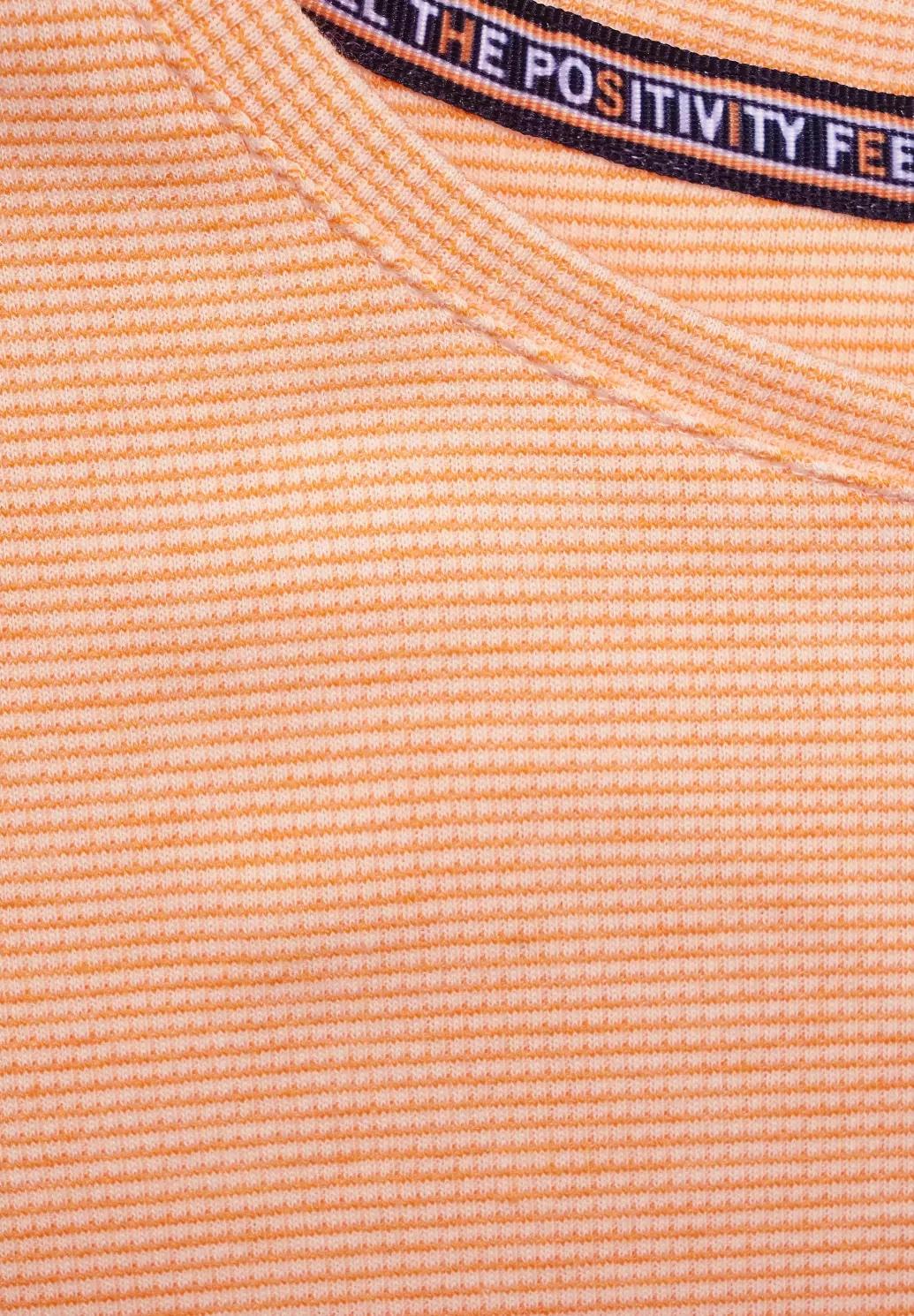 CECIL tričko s rebrovanými pruhmi, oran.