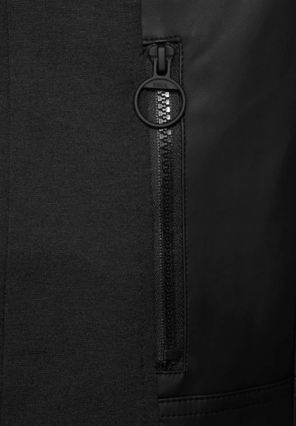 CECIL medzisezónna bunda v koženom vzhľade, čierna