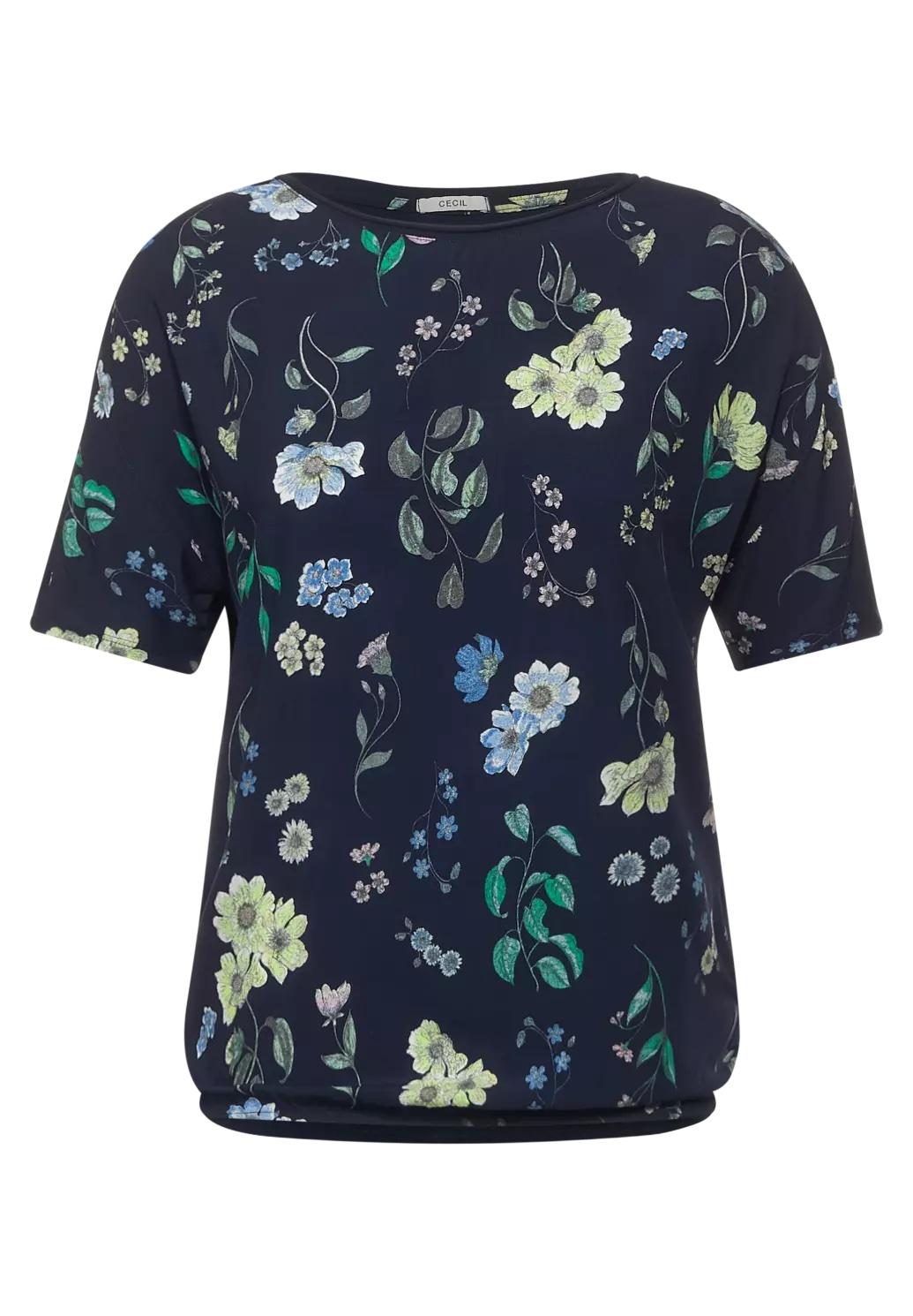 CECIL tričko s kvetinovou potlačou, modr