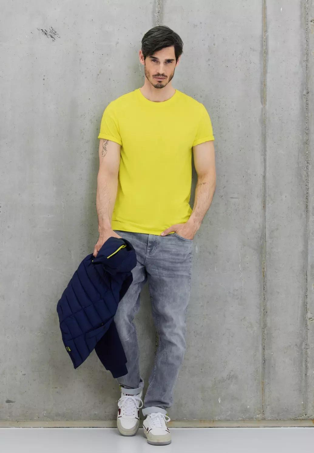 Street One MEN basic tričko, kr. rukáv, žlté
