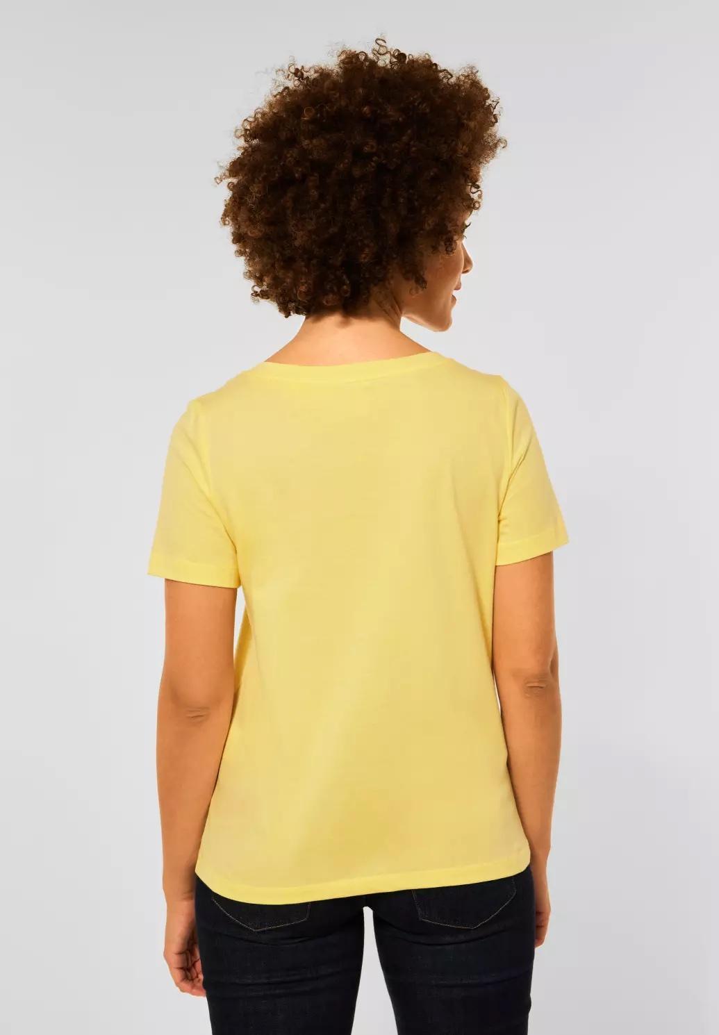 Street One tričko s prednou potlačou, žlt.