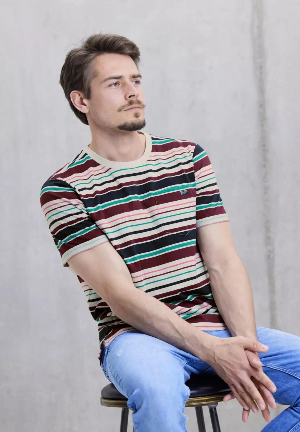 Street One MEN tričko so zmiešanými pruhmi